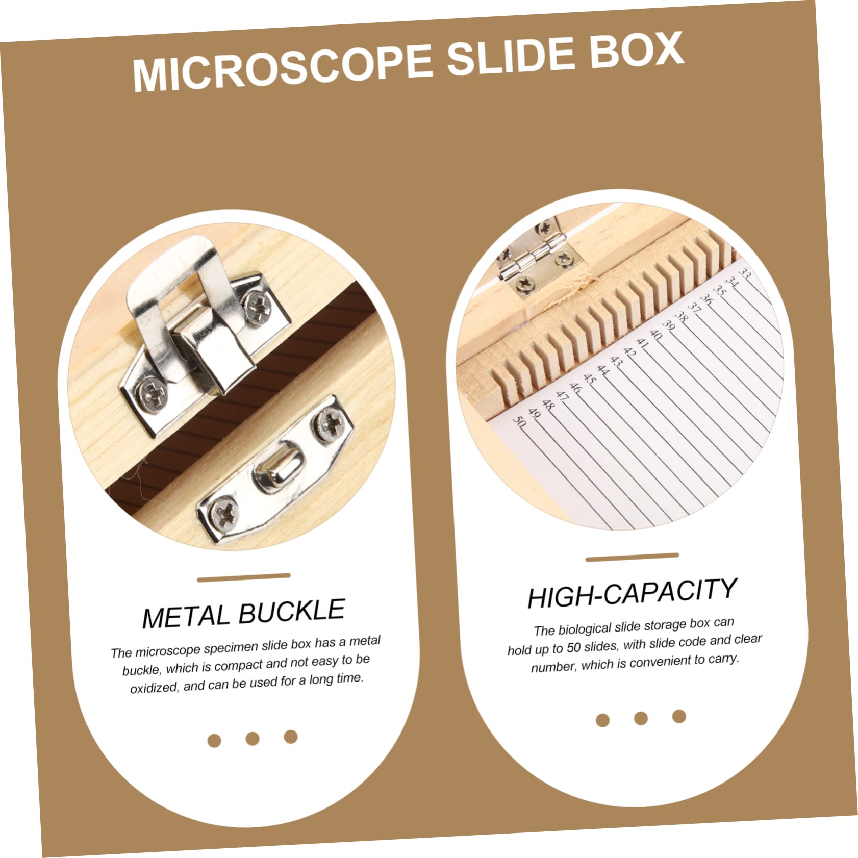 Healvian 5-Piece Slide Storage Box Set - Stainless Steel & Wooden Microscope Slide Organizer with Slide-Out Bins - Perfect for Lab, Classroom, and Home Science Experiments
