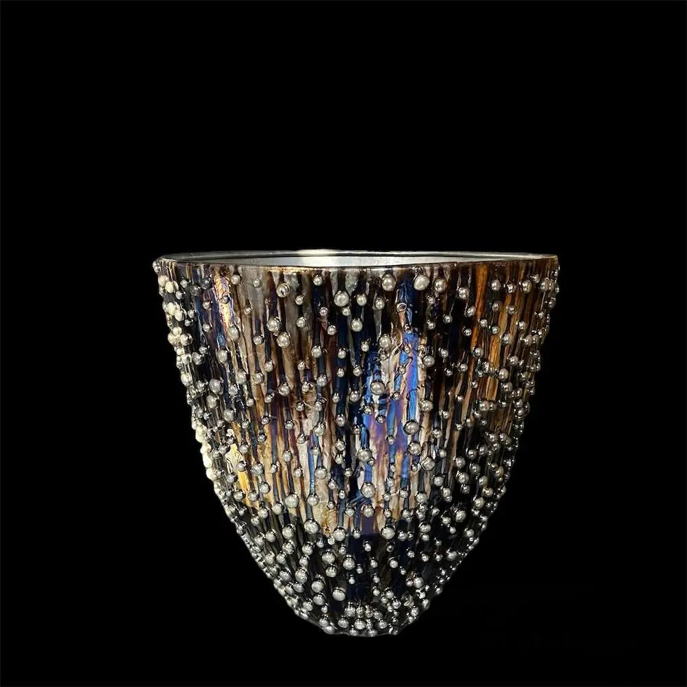 Elegant Glass Drops Metal Vase - Modern Home Decor for Living Room, Wedding Centerpiece & Office Desk Decor