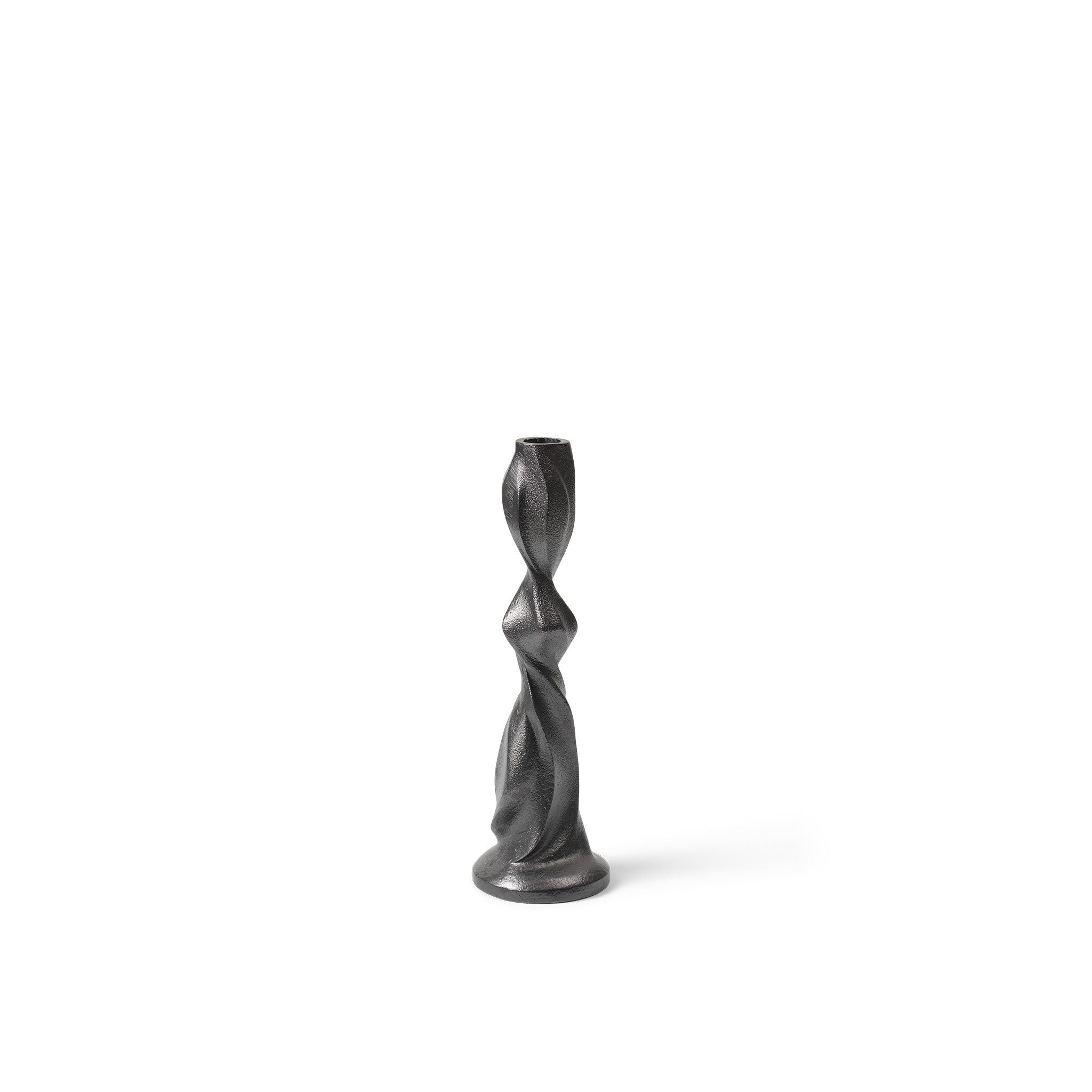 FERM LIVING Gale Candle Holder - Blackened Aluminum Modern Home Decor - 25cm Height for Table Centerpiece, Wedding Decor & Living Room Ambiance