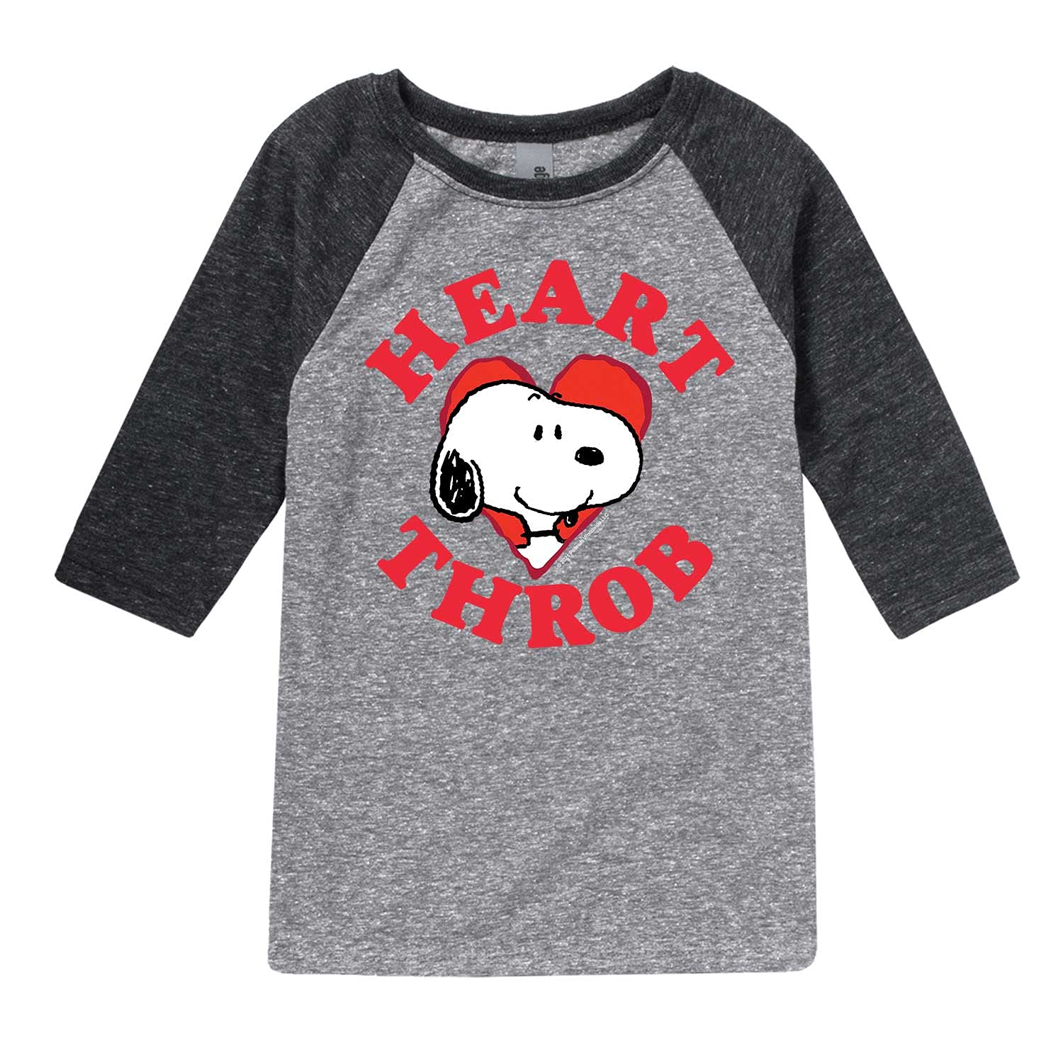 Peanuts Hybrid Apparel Heart Throb Snoopy Raglan T-Shirt for Toddler & Youth | Cute Cartoon Graphic Tee for Boys & Girls | School, Playdate & Family Outing Outfits