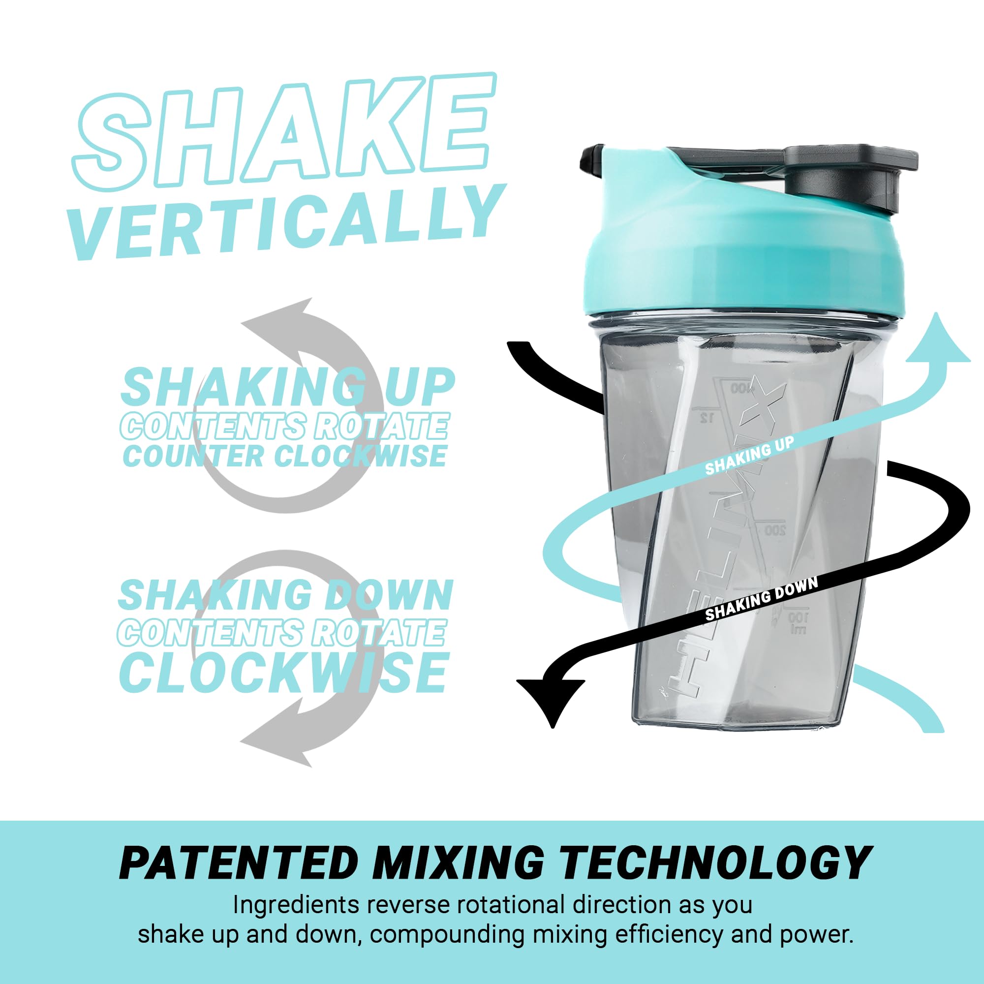 HELIMIX 1.5 Vortex Blender Shaker Bottle - 20oz Protein Shaker Cup for Gym & Travel | BPA-Free, No Blending Ball Needed | Mixes Protein, Smoothies & Cocktails | Dishwasher Safe | Perfect for Workouts, Post-Workout Recovery & On-The-Go Nutrition