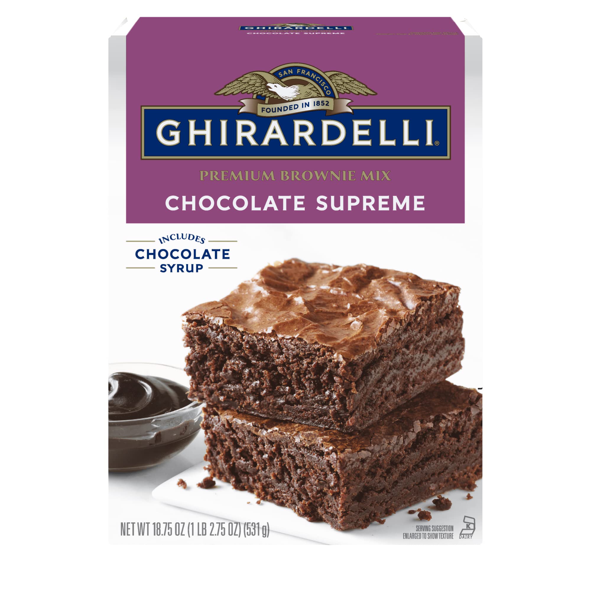 Ghirardelli Chocolate Supreme Brownie Mix with Chocolate Syrup - 18.75 oz (Pack of 12) | Premium Baking Mix for Homemade Brownies, Desserts & Gifts | Perfect for Parties, Holidays & Family Treats