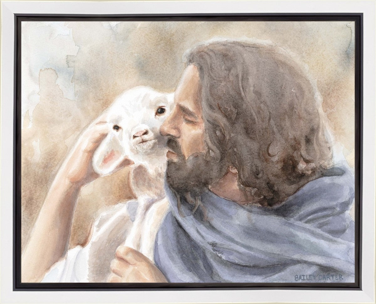 Jesus and the Lamb Gallery Wrap Canvas - Christian Wall Art for Home Decor, Church & Office - Inspirational Religious Gift for Easter, Christmas & Baptism
