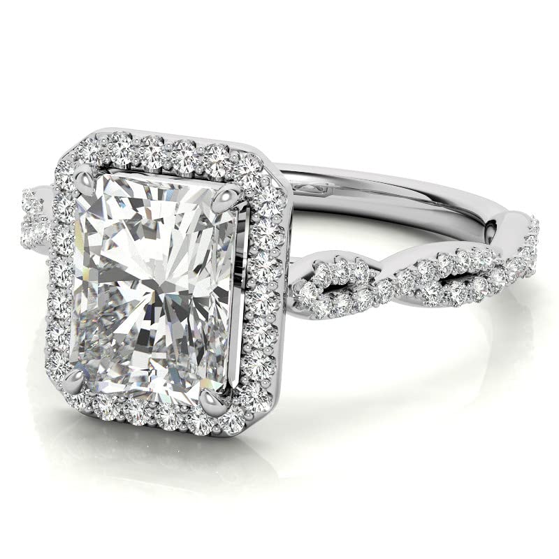 4.75 Carat Radiant Cut Moissanite Engagement Ring for Women - Wedding Band, Anniversary Promise Ring, Bridal Jewelry with Cathedral Silver Setting - Perfect for Proposals, Weddings & Special Occasions