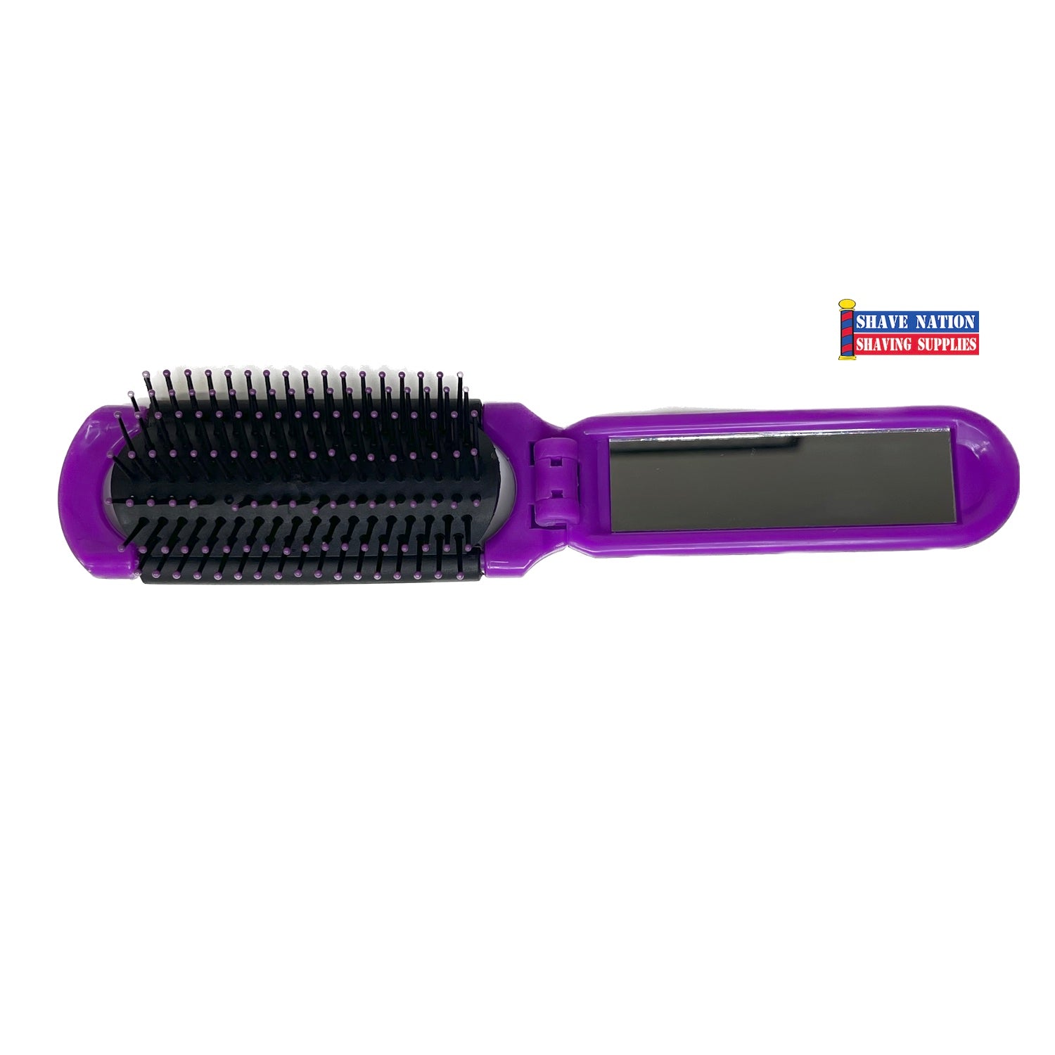 Portable Folding Hair Brush with Mirror - Compact Travel Essential for On-the-Go Styling, Perfect for Purse, Gym Bag & Vacation