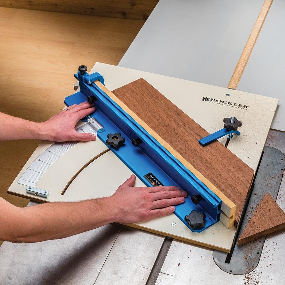 Rockler Precision Crosscut Sled for Table Saw with Large Protractor & Adjustable 90° Stop - 1/20 Graduations for Accurate Woodworking - Perfect for Cabinet Making, Furniture Building, and DIY Projects