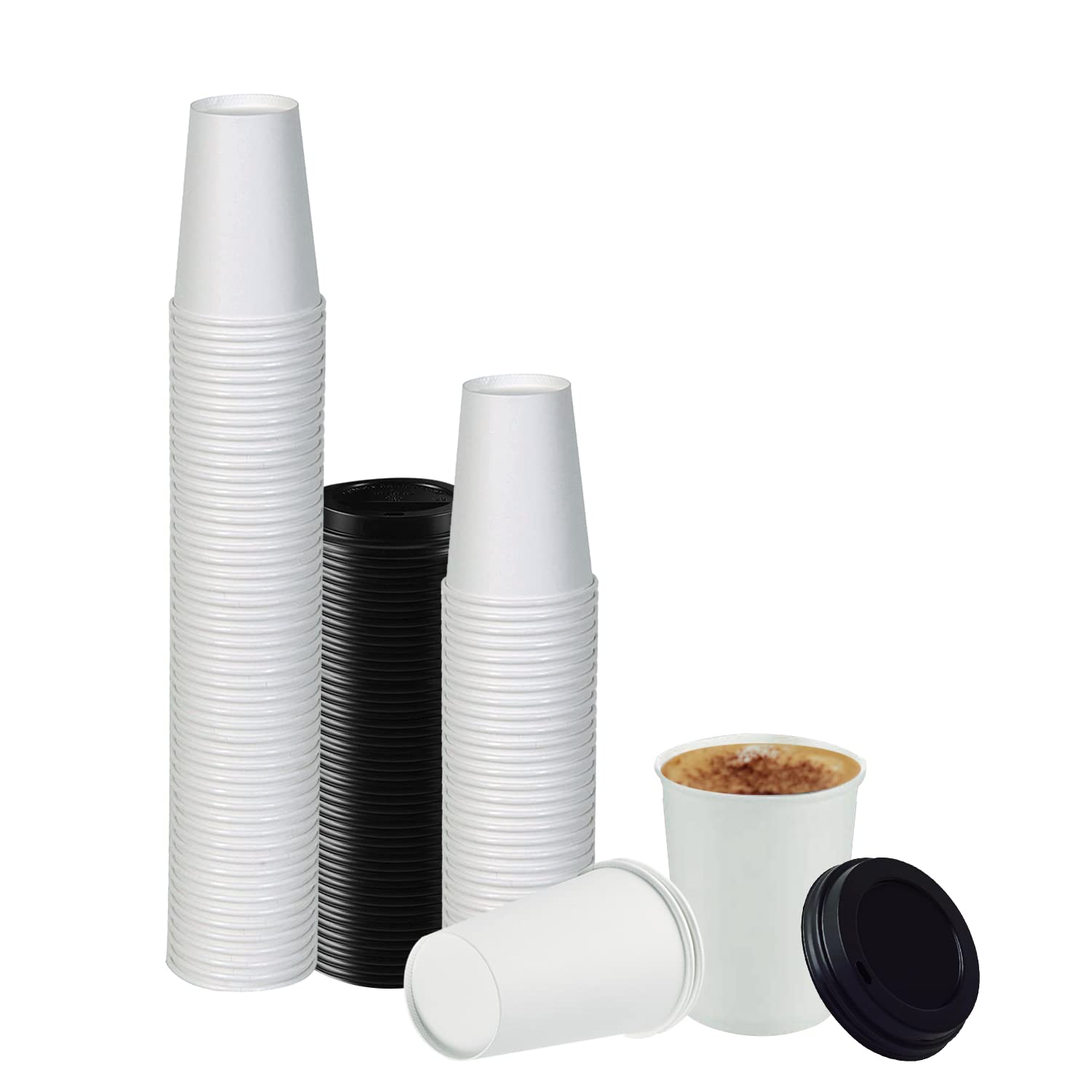 Smygoods 16oz Disposable Coffee Cups with Lids - 25 Pack Insulated Paper Cups for Hot & Cold Beverages, Tea, Latte, Iced Coffee - Perfect for Office, Cafes, Parties & Takeout