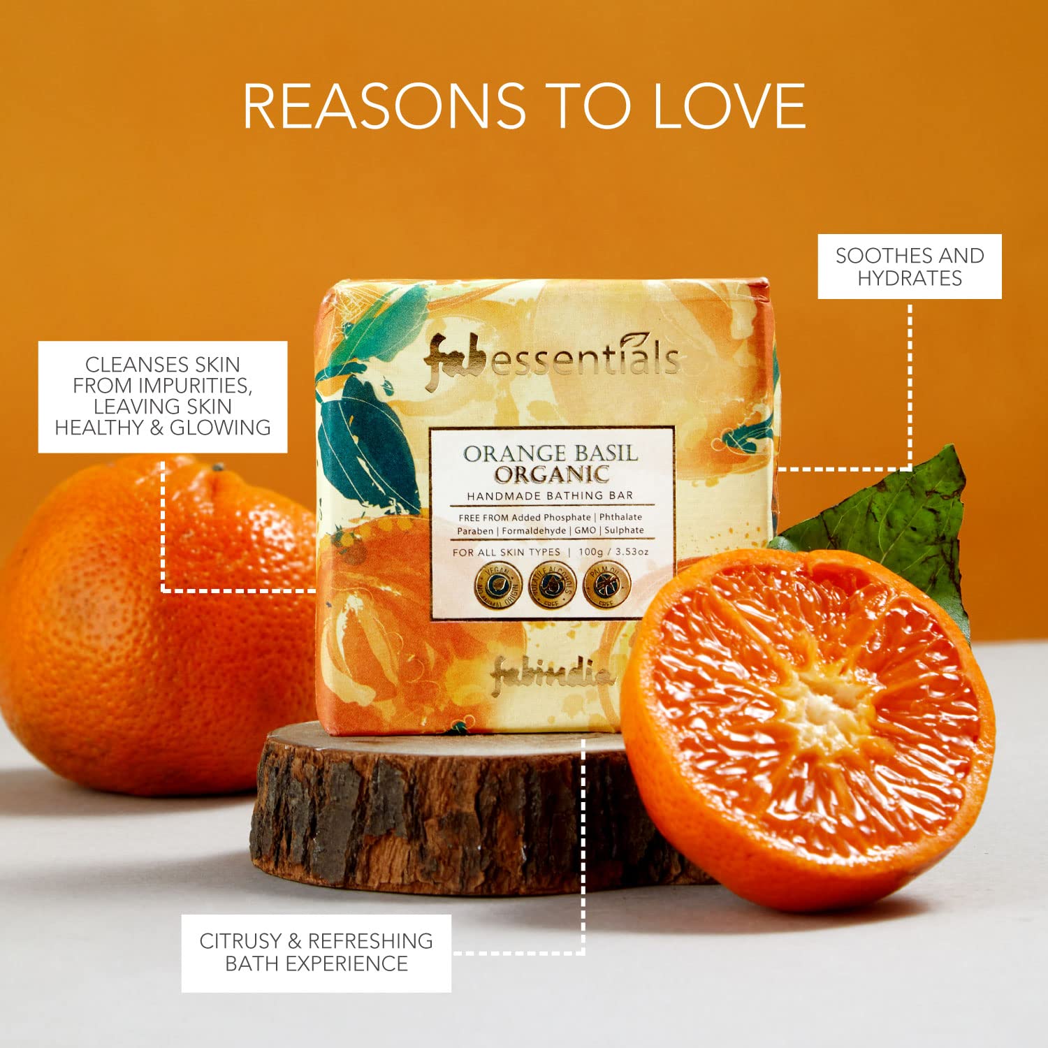 Organic Orange Basil Handmade Soap Bar - 100g | Natural Skin Cleansing, Hydration & Nourishment | Handcrafted Bath Soap for Women & Men | Perfect for Daily Skincare, Spa Days & Gift Giving
