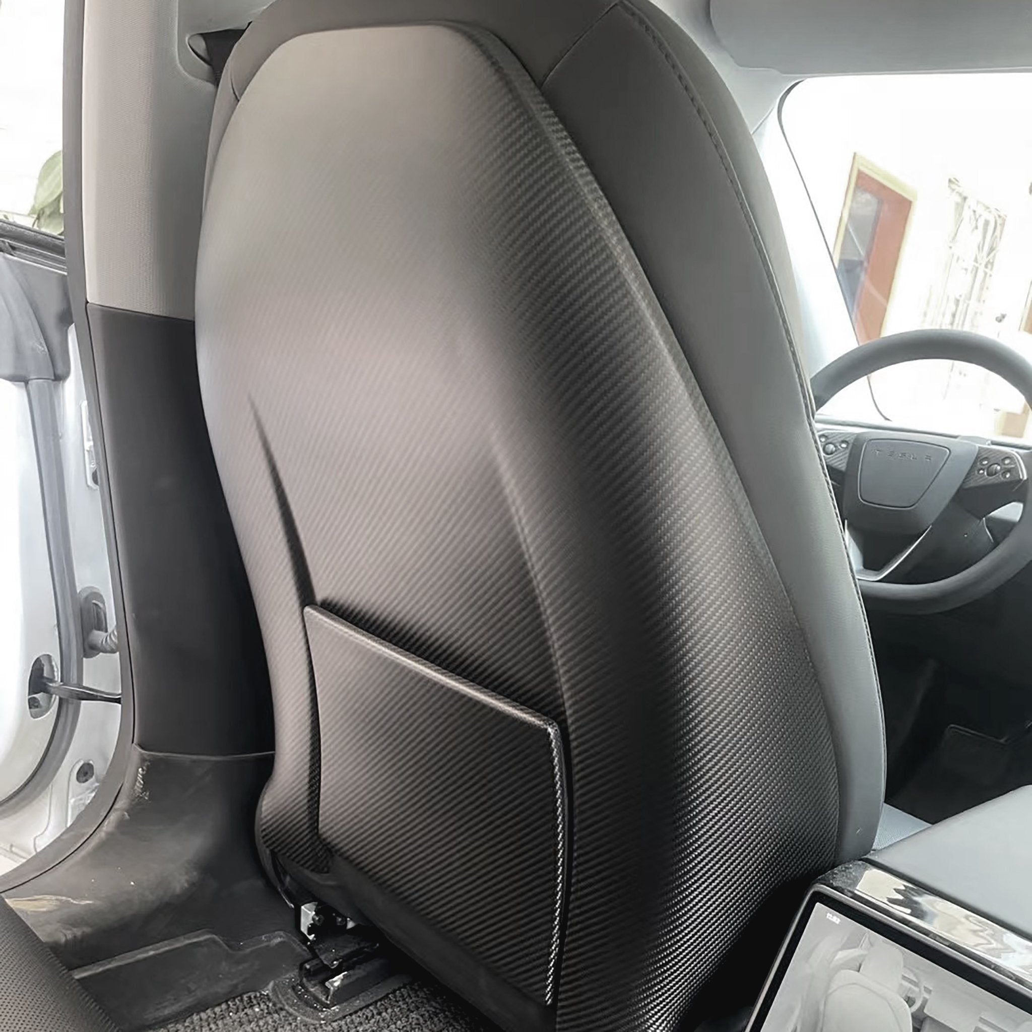 Premium Real Carbon Fiber Seat Back Covers for 2024+ Tesla Model 3 Highland - Lightweight & Durable Interior Upgrade for Enhanced Luxury & Sporty Look | Perfect for Daily Commute, Road Trips & Show Car Display