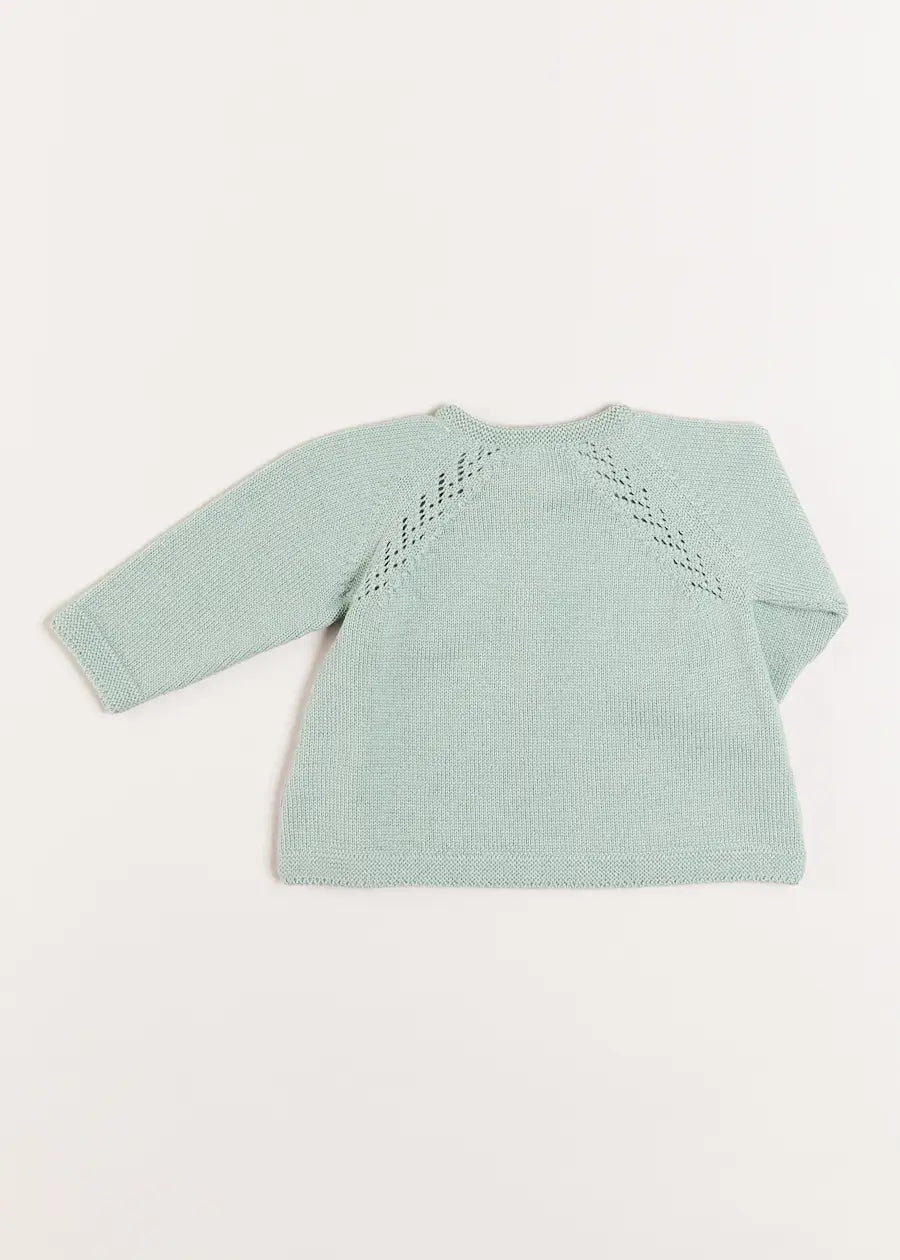 Green Two-Button Baby Cardigan for 1-9 Months - Soft & Cozy Knit Sweater for Infants - Perfect for Family Photos & Winter Outings