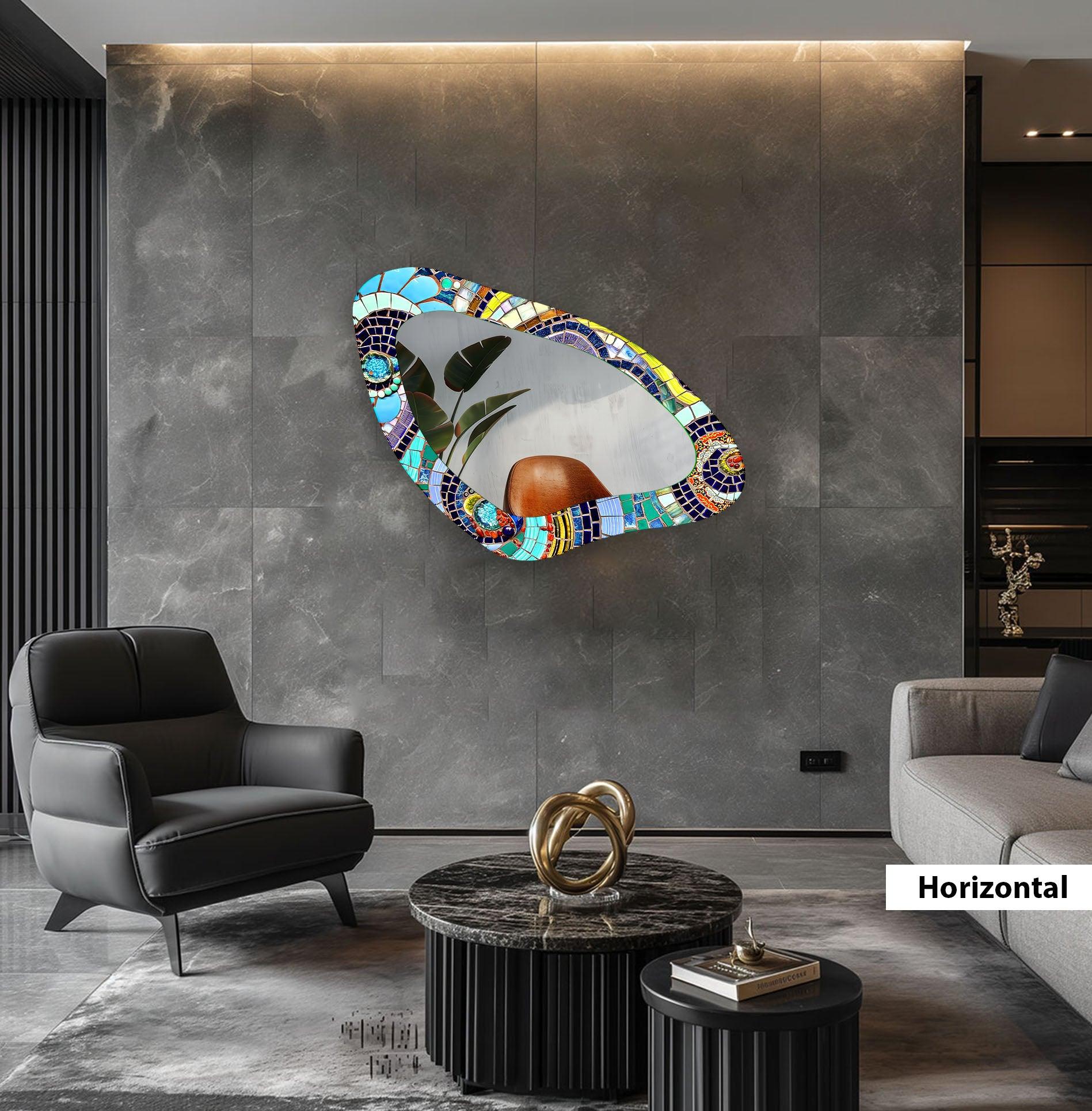 Stylish Irregular Shaped Glass Wall Mirror - Unique Home Decor for Living Room, Bedroom, or Entryway