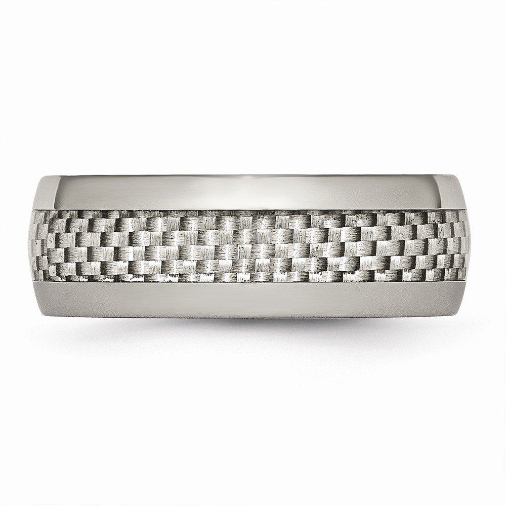 Premium 8mm Solid Titanium Grey Carbon Fiber Inlay Men's Wedding Band Ring - Durable & Lightweight for Everyday Wear, Anniversary Gifts & Special Occasions