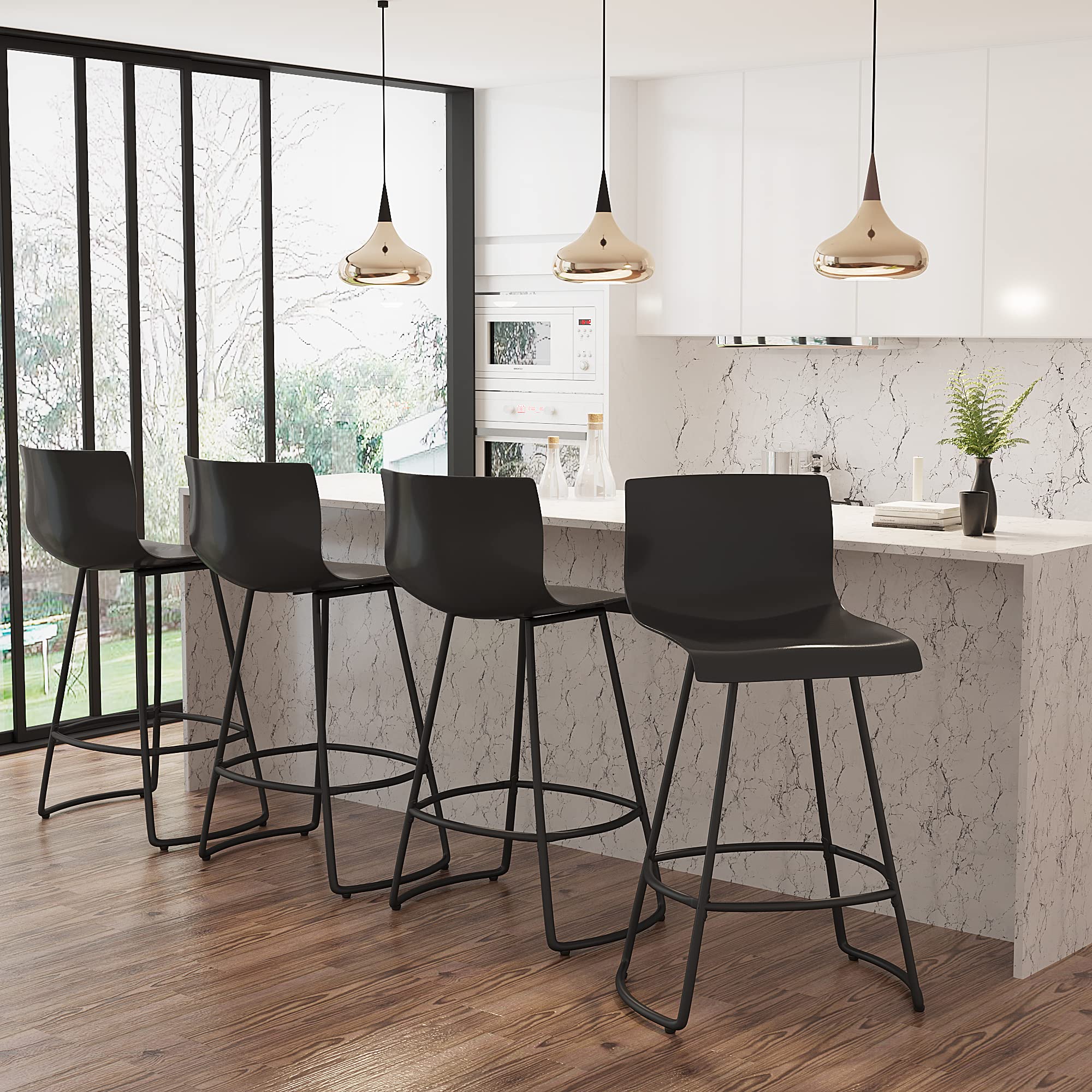 4-Piece Modern Swivel Bar Stool Set with Back - 24
