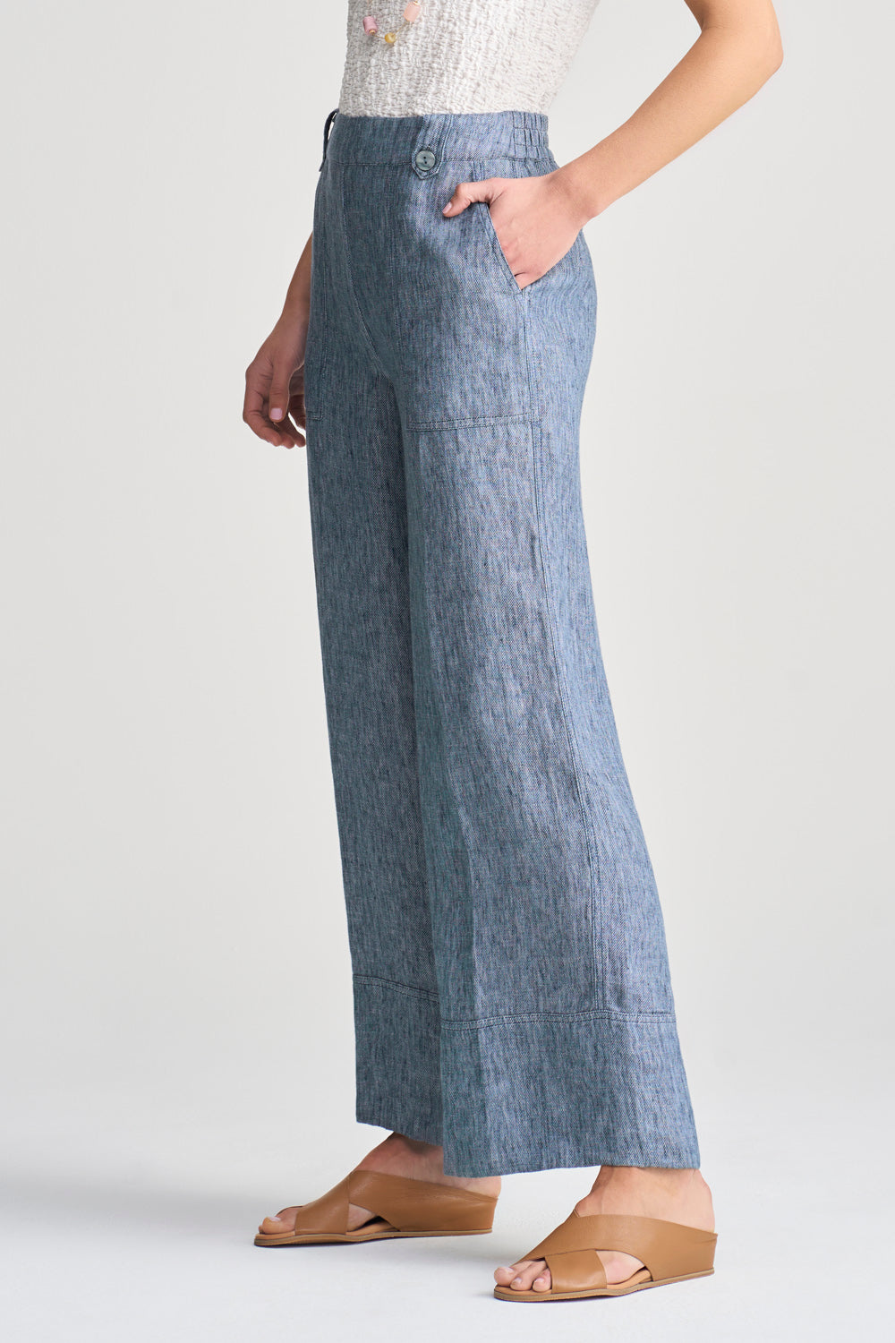 Organic Hemp Linen Twill Pants for Women - Comfortable Indigo Dye Casual Trousers | Perfect for Yoga, Travel & Everyday Wear