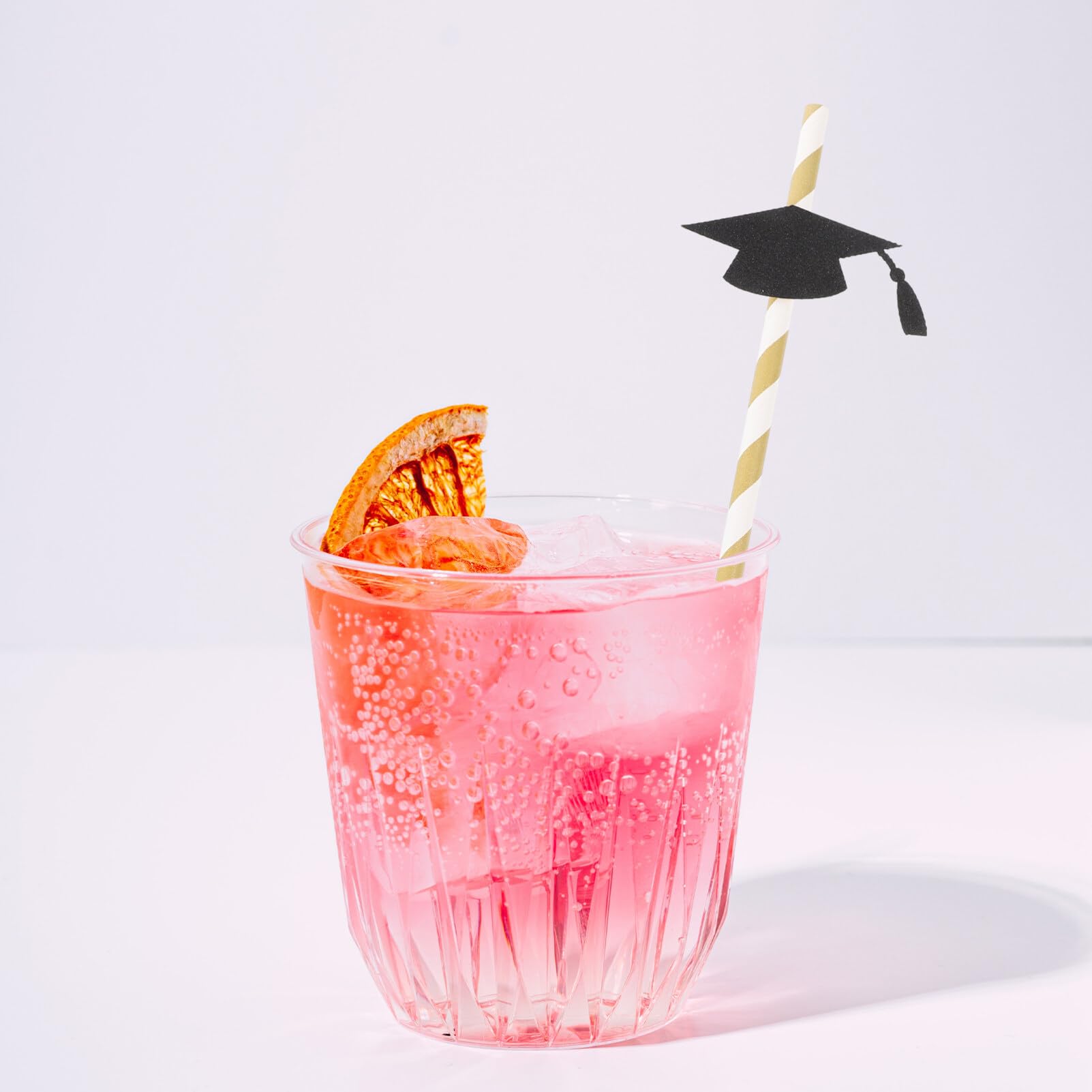 BESTOYARD Graduation Cap Paper Straws - Pack of 12 Black Striped Decorative Drinking Straws for 2023 Graduation Parties, Commencement Celebrations & School Events