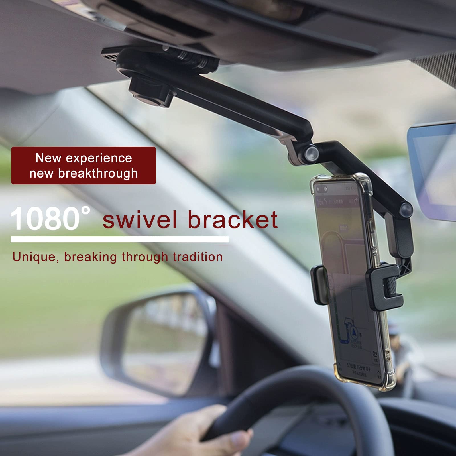 XZEIT 360° Rotatable & Retractable Universal Car Phone Mount Holder - Rearview Mirror & Back Seat Compatible for iPhone, Samsung, Huawei, Xiaomi Smartphones | Perfect for Driving, Cooking in Kitchen & Road Trips