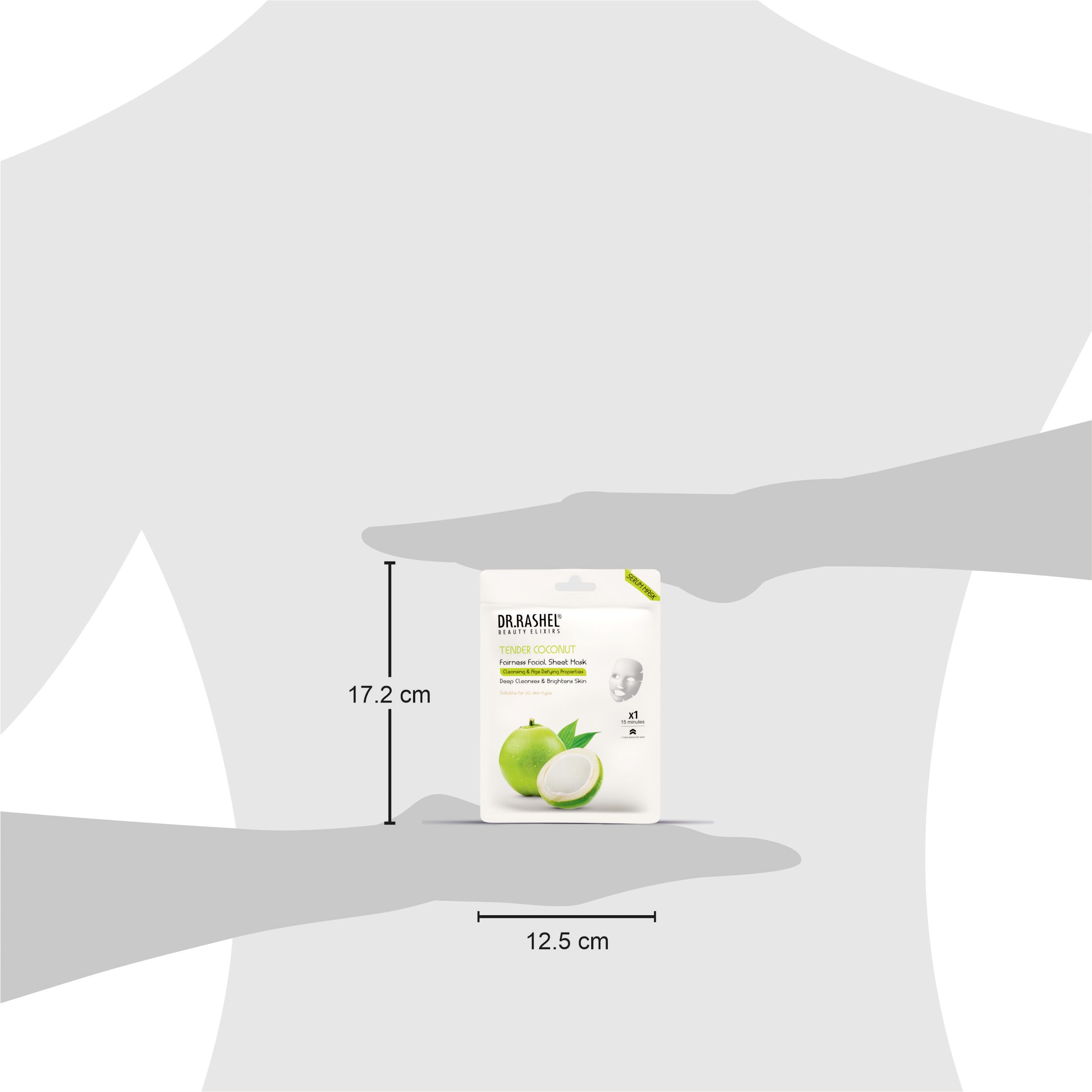 DR.RASHEL Tender Coconut Face Sheet Mask with Serum for Women & Men - All Skin Types | Deep Cleansing, Oil Control & Hydration | Repairing & Nourishing Treatment | Paraben-Free (Pack of 4, 20g Each) | Perfect for Daily Skincare, Spa Days & Travel