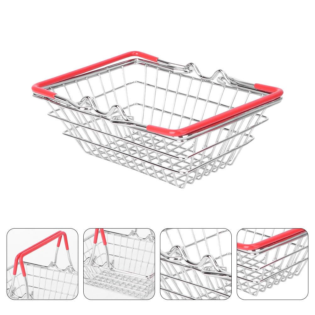 Bestoyard Mini Shopping Basket for Toys & Accessories - Stainless Steel Metal Organizer for Kids' Room, Bathroom, or Kitchen Storage - Perfect for Organizing Small Items