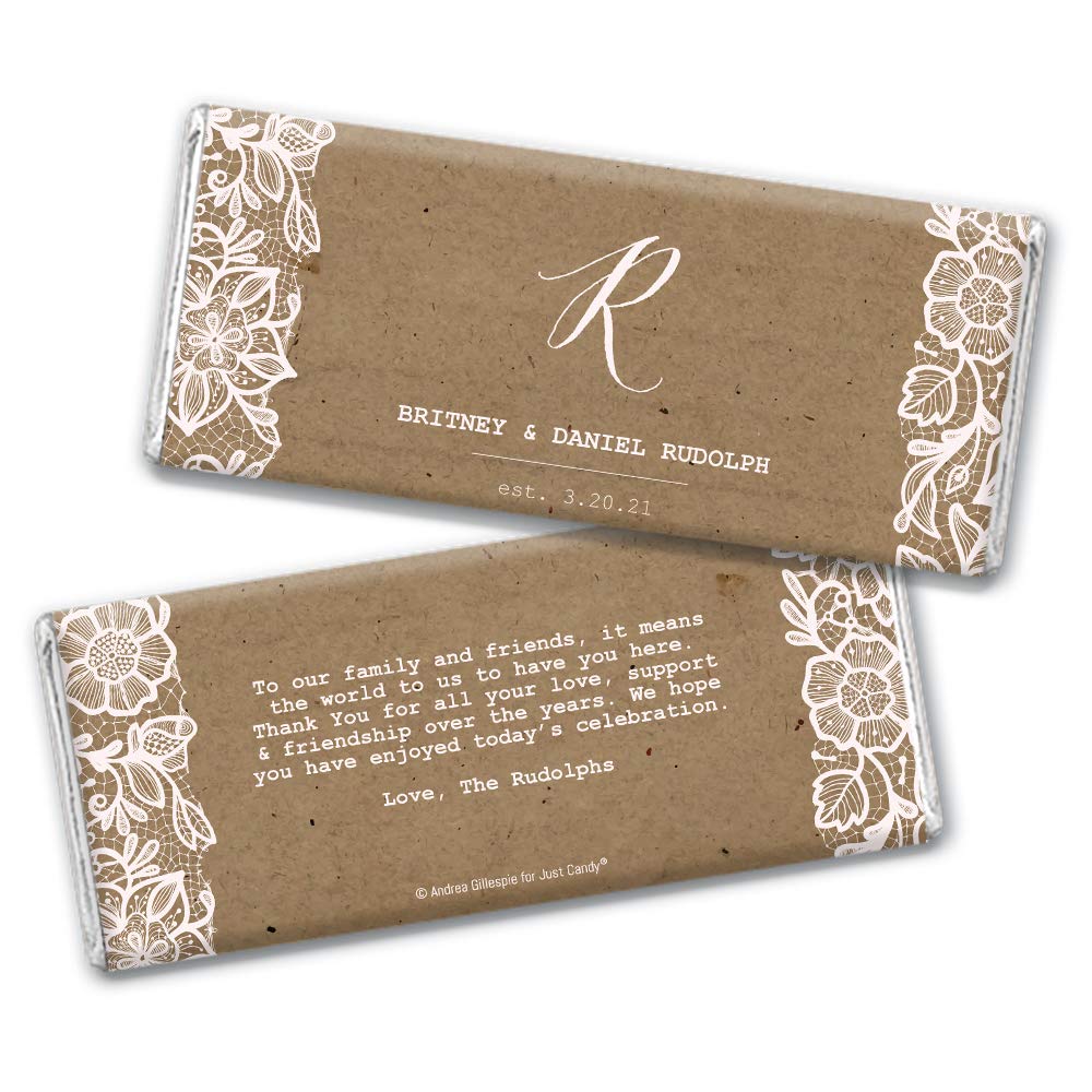 Personalized Chocolate Bars for Wedding Favors - Rustic Bridal Shower Candy (36 Pack) | Perfect for Guest Gifts, Wedding Party Favors, and Rustic-Themed Celebrations