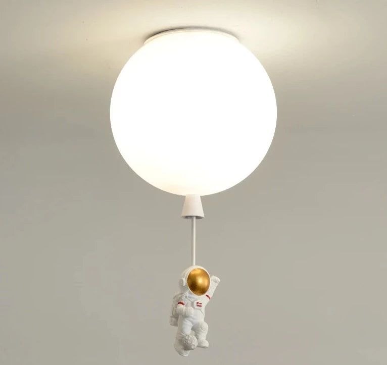 Astronaut on Moon LED Ceiling Light - Space-Themed Kids Room Decor, Bedroom Night Light & Sci-Fi Home Lighting for Space Enthusiasts