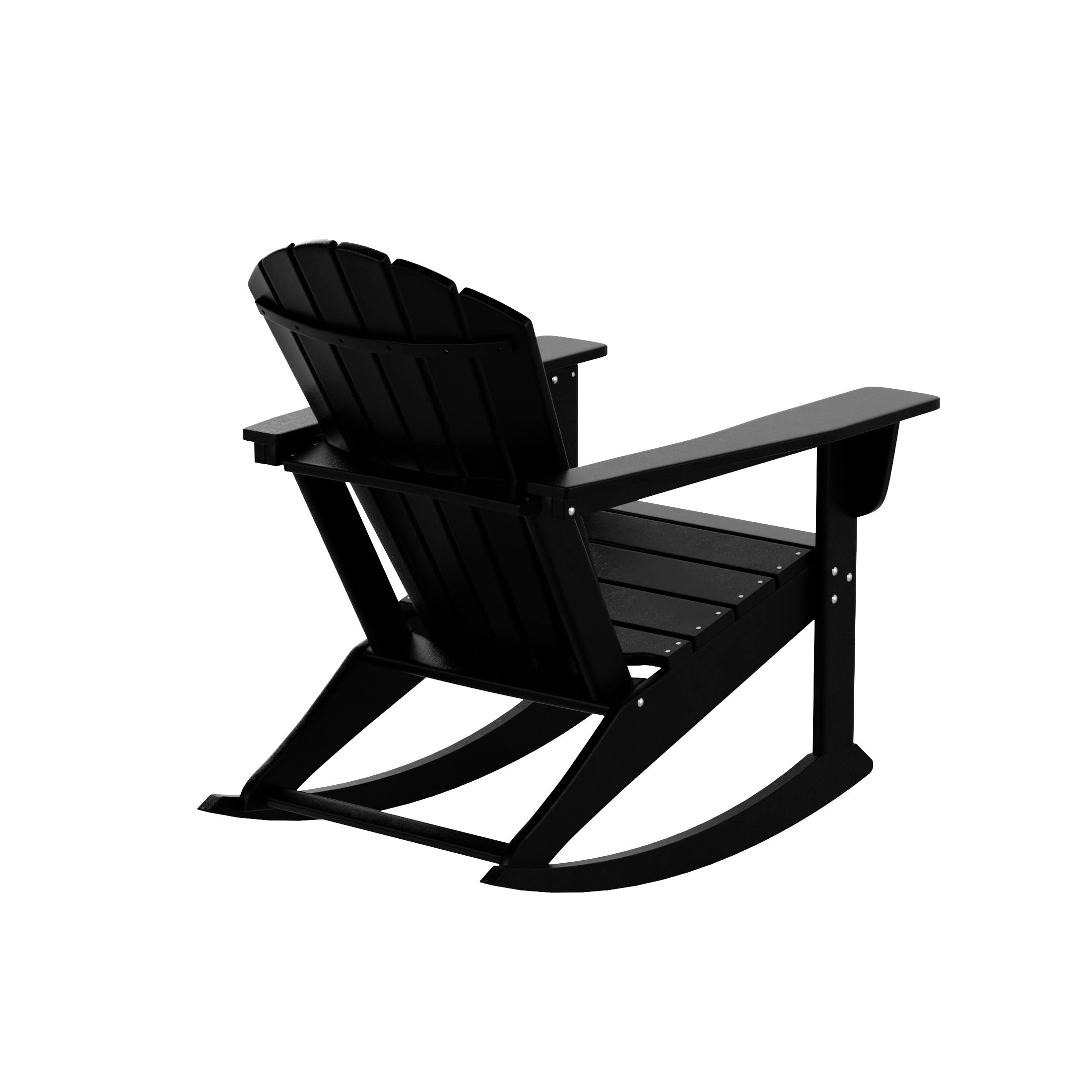 WestinTrends Dylan Outdoor Rocking Chair - All-Weather Poly Lumber Seashell Adirondack Rocker - 350 lb Weight Capacity - Black Patio Rocking Chair for Porch, Garden, Backyard & Indoor Use - Perfect for Relaxing, Reading & Enjoying Outdoor Spaces