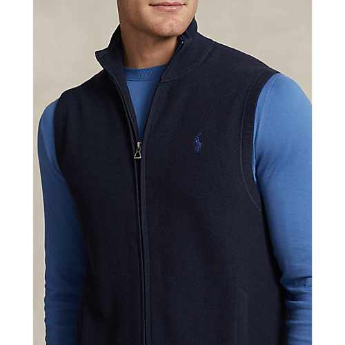 Men's Full Zip Fleece Sweater Vest - Lightweight Warm Layering for Outdoor Hiking & Casual Wear
