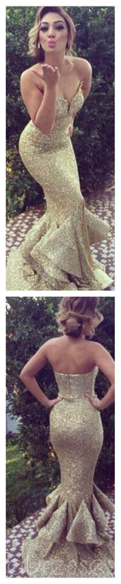 Elegant Gold Sequin Prom Dresses for Women | Sparkly Sweetheart Long Evening Gowns | Formal Party & Homecoming Dresses | Perfect for Prom Night, Quinceañera & Special Occasions | PD0079