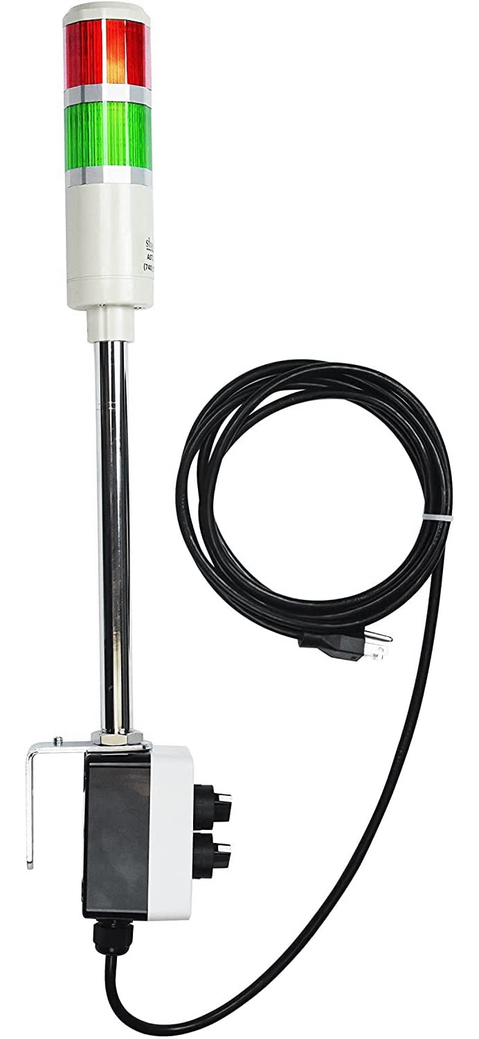Signaworks 2 Stack Super Bright LED Andon Tower Light - Red/Green 3 Position (On/Off/Flash) with 8ft Industrial Power Cord & 3 Prong Plug | OSHA Compliant, Plug & Play | Made in USA | Perfect for Factory Assembly Lines, Warehouse Safety Alerts & Equipment Status Monitoring