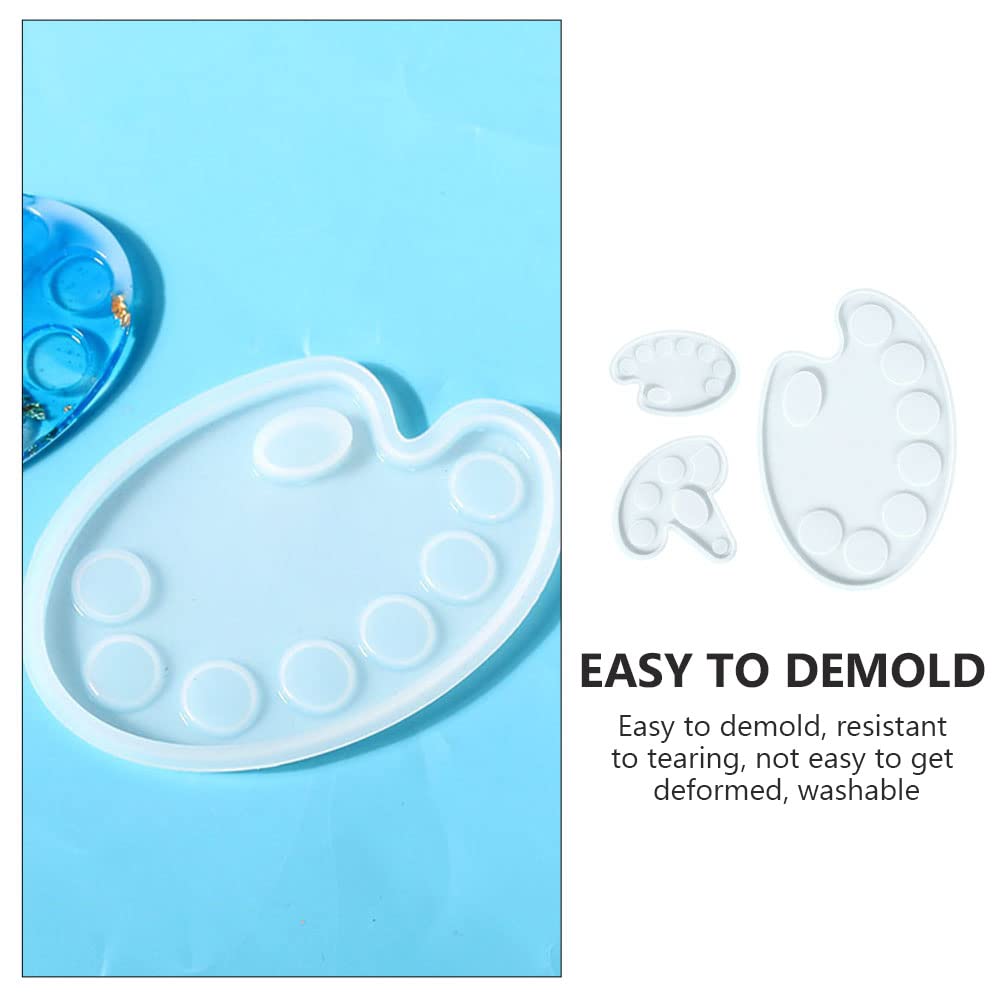 EXCEART 3Pcs Silicone Palette Molds for Nail Art, Epoxy Resin, Makeup & Paint - DIY Color Mixing & Fixing Plate - Perfect for Artists, Crafters & DIY Enthusiasts at Home or Salon