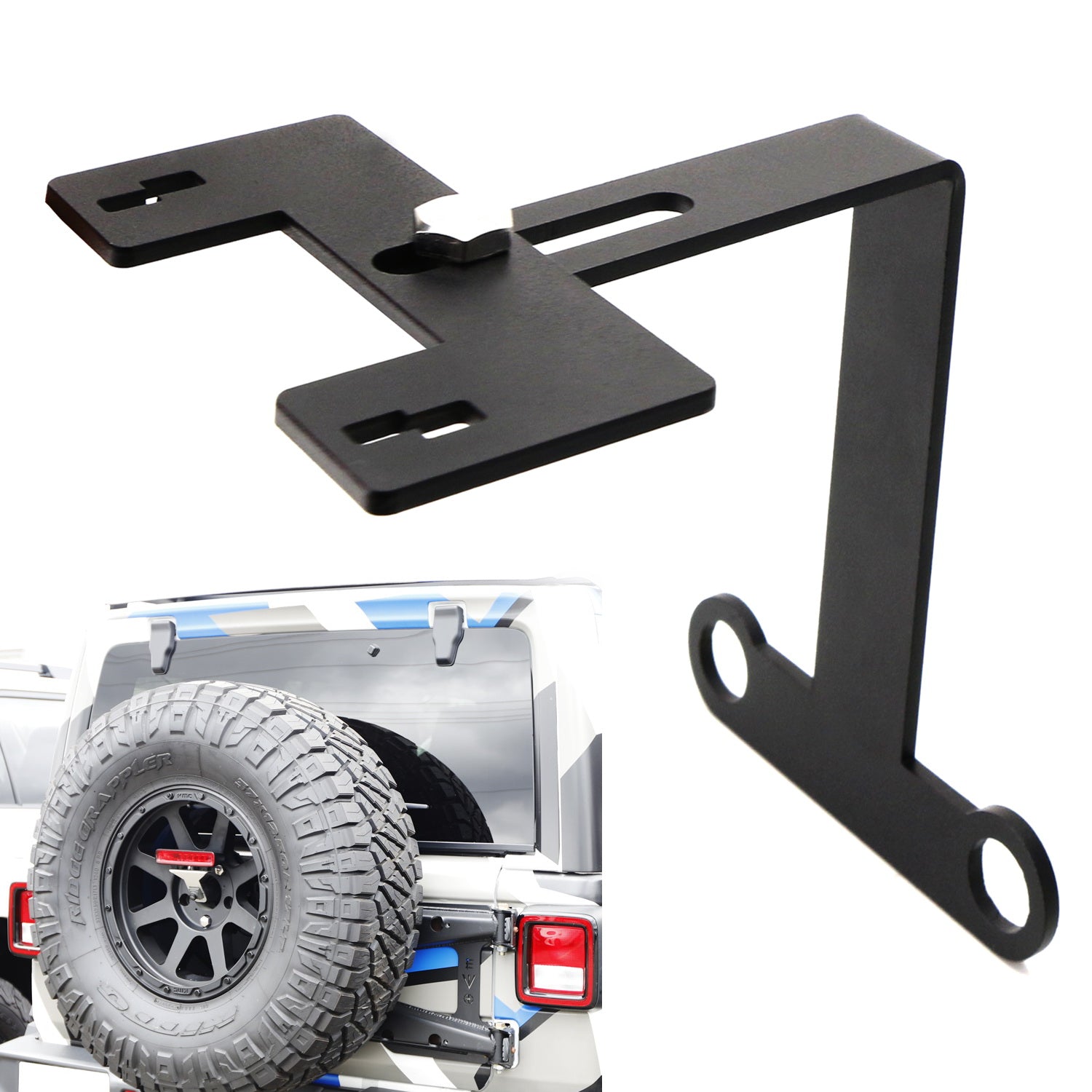 3rd Brake Light Relocation Bracket for 2018+ Jeep Wrangler JL - Heavy Duty Spare Tire Mounting Kit for Off-Road & Adventure Use
