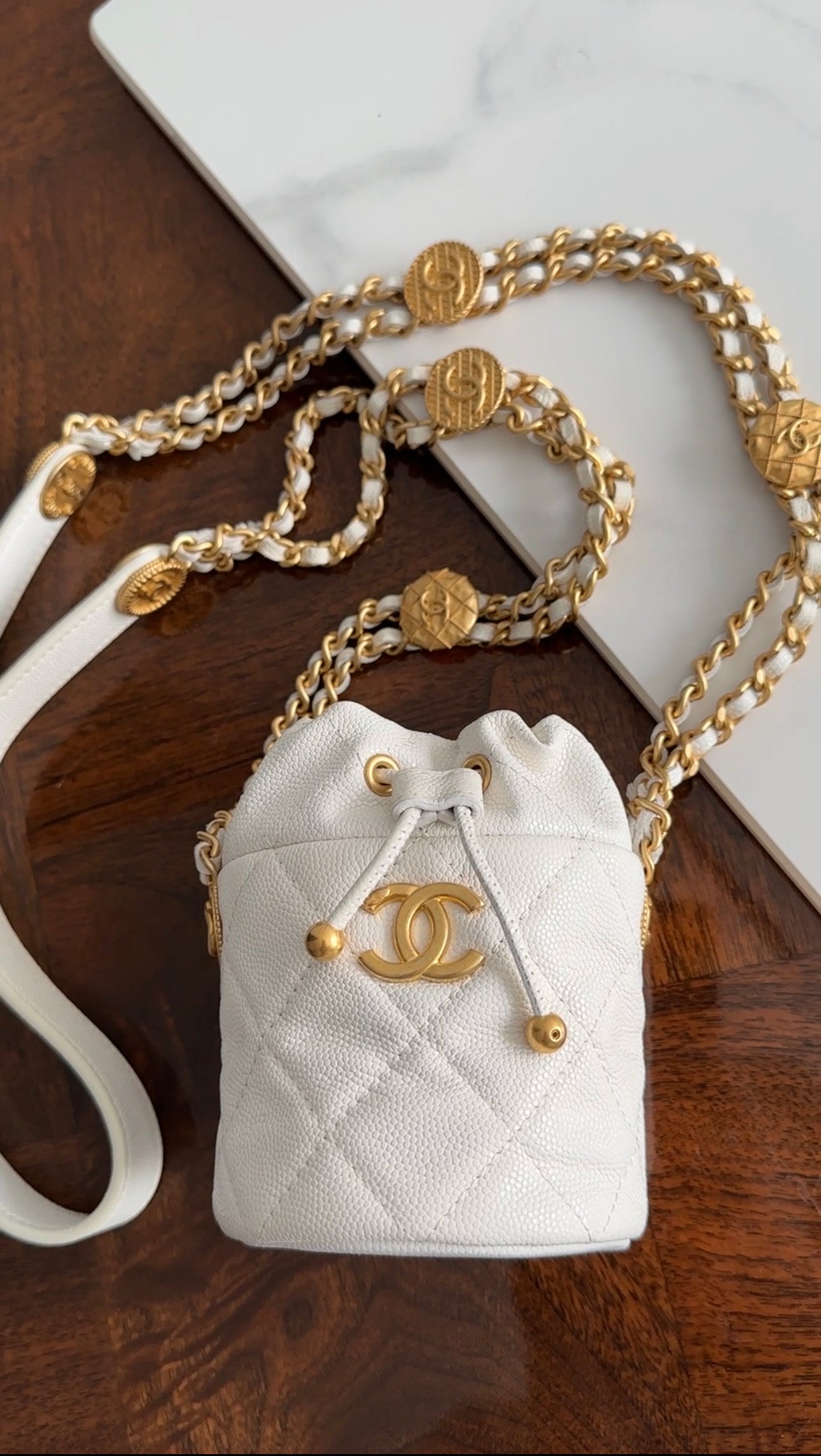 Chanel Quilted Caviar Mini Drawstring Bucket Bag with Twist Lock Closure - Perfect for Everyday Use, Date Nights & Travel Accessories