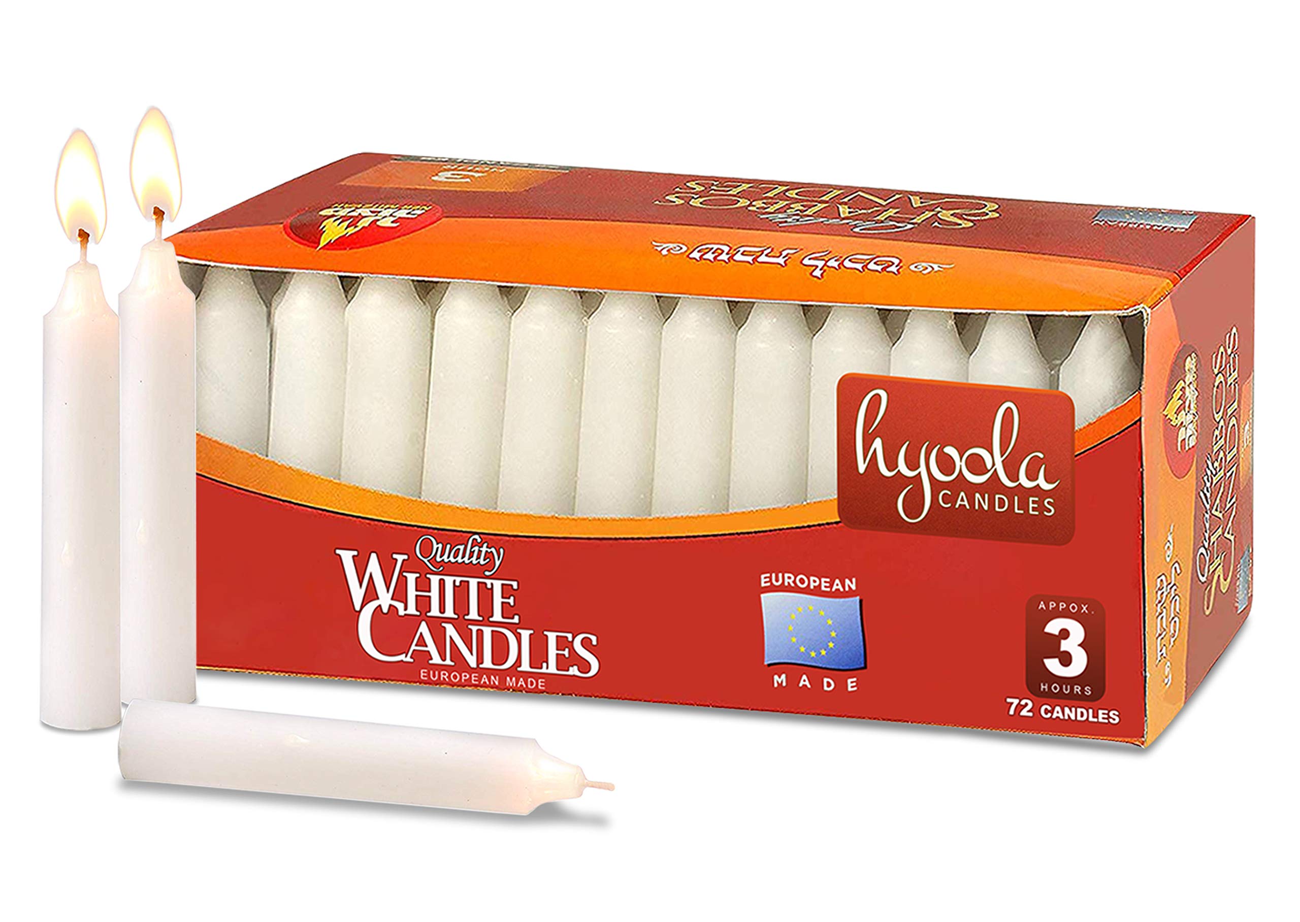 Hyoola 4 Inch White Candles (10cm) - 72 Pack Short Candlesticks with 3 Hour Burn Time - Premium European Made for Weddings, Home Decor & Romantic Dinners