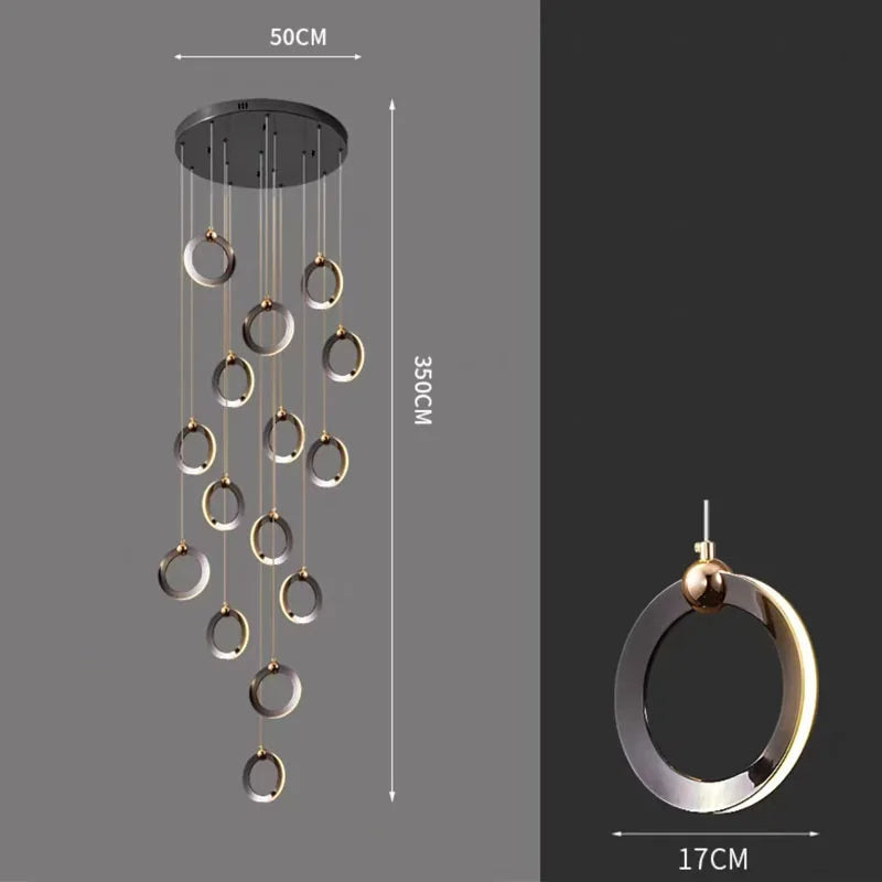 Modern Black Minimalist Rotating Staircase Chandelier - Sleek Contemporary Ceiling Light Fixture for Living Room, Dining Room, Foyer & Bedroom Decor