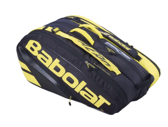 Babolat RH X12 Pure Aero Tennis Bag [Black/Yellow] - Premium Tennis Gear for Players & Coaches - Perfect for Tournaments & Practice Sessions