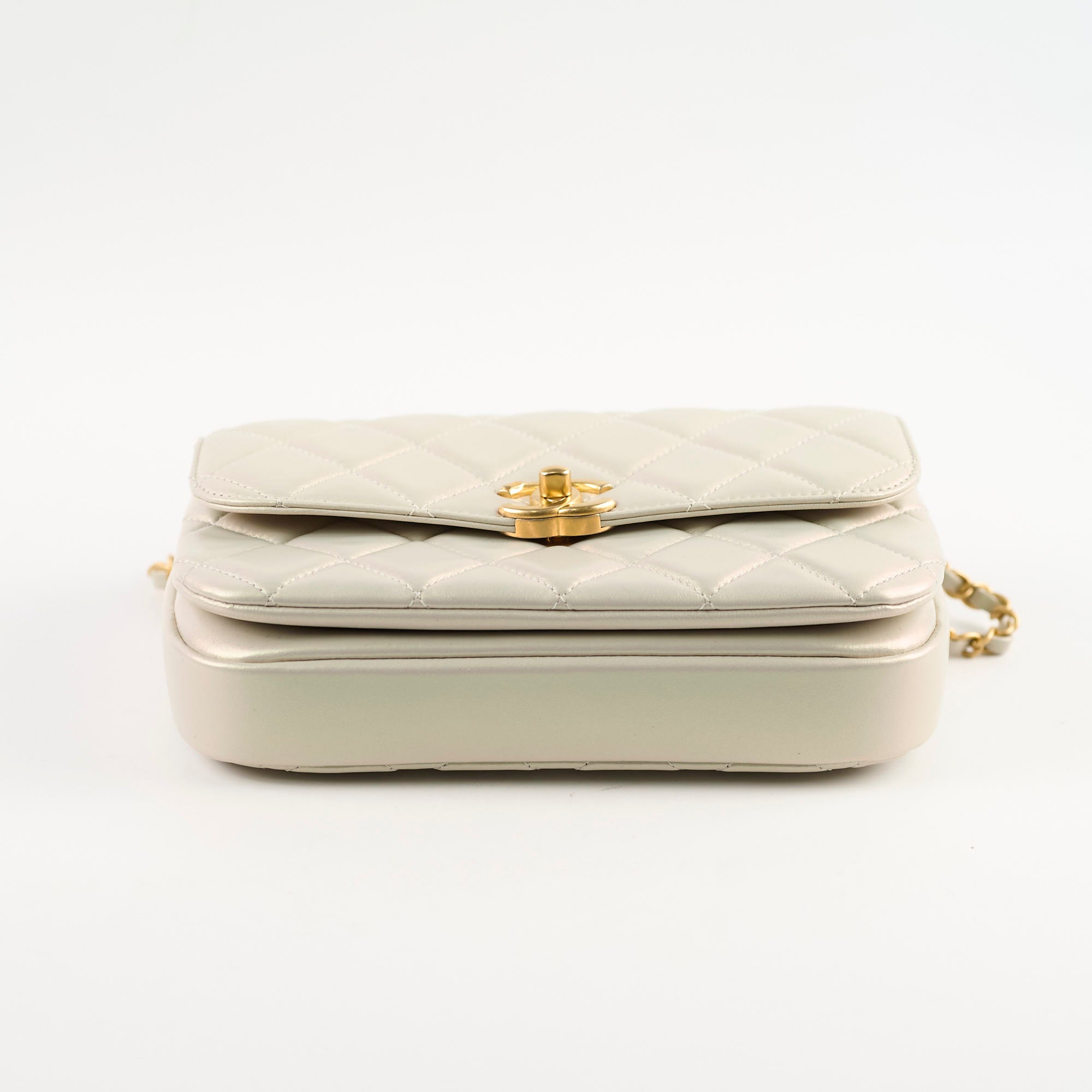 Chanel Iridescent Pearl Flap Bag with Top Handle - Microchipped Authentic Luxury Handbag for Women | Perfect for Evening Parties, Weddings & Special Occasions