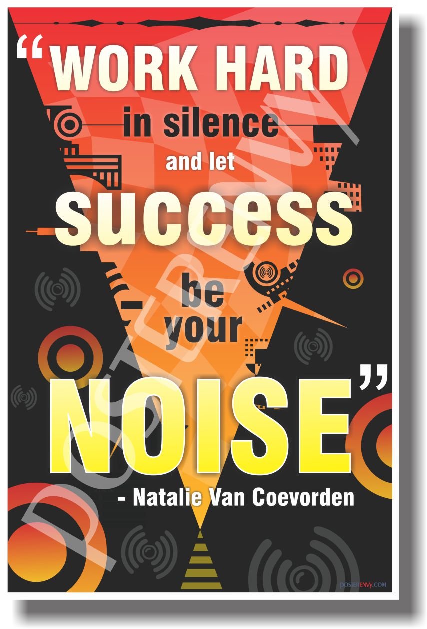 Inspirational Classroom Poster - Work Hard in Silence Let Success Be Your Noise - Motivational Wall Art for Teachers, Students & Office Decor