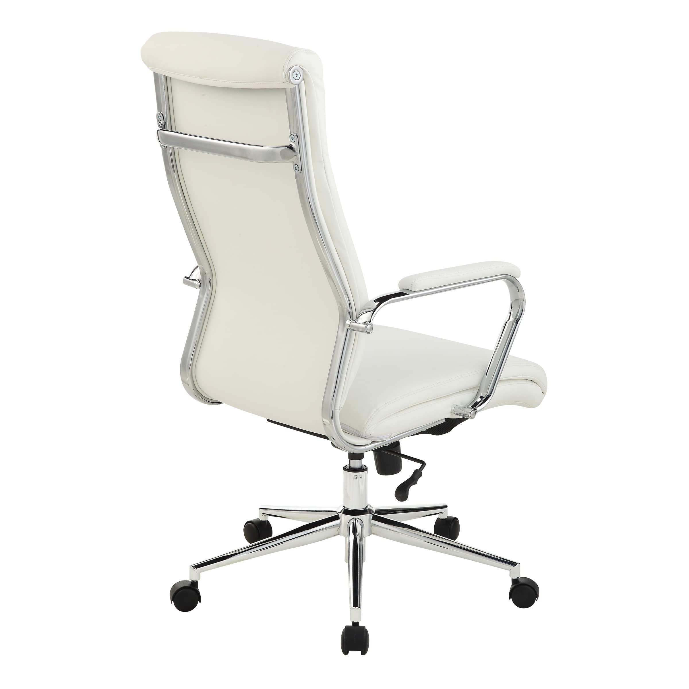 Office Star Antimicrobial High-Back Adjustable Office Chair with Chrome Base - Dillon Snow Fabric - Ergonomic Desk Chair for Home Office, Executive Workspace & Computer Workstation