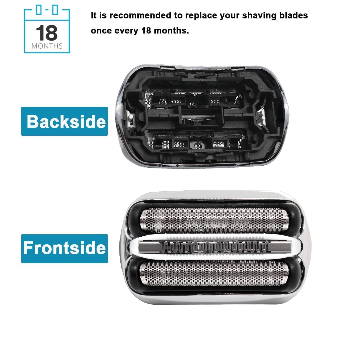 YTXXDEUS Replacement Shaver Head for Braun Series 3 21B 32B 3070cc - Silver Foil & Cutter - Perfect for Men's Electric Shaver Maintenance & Smooth Shaving at Home or Travel