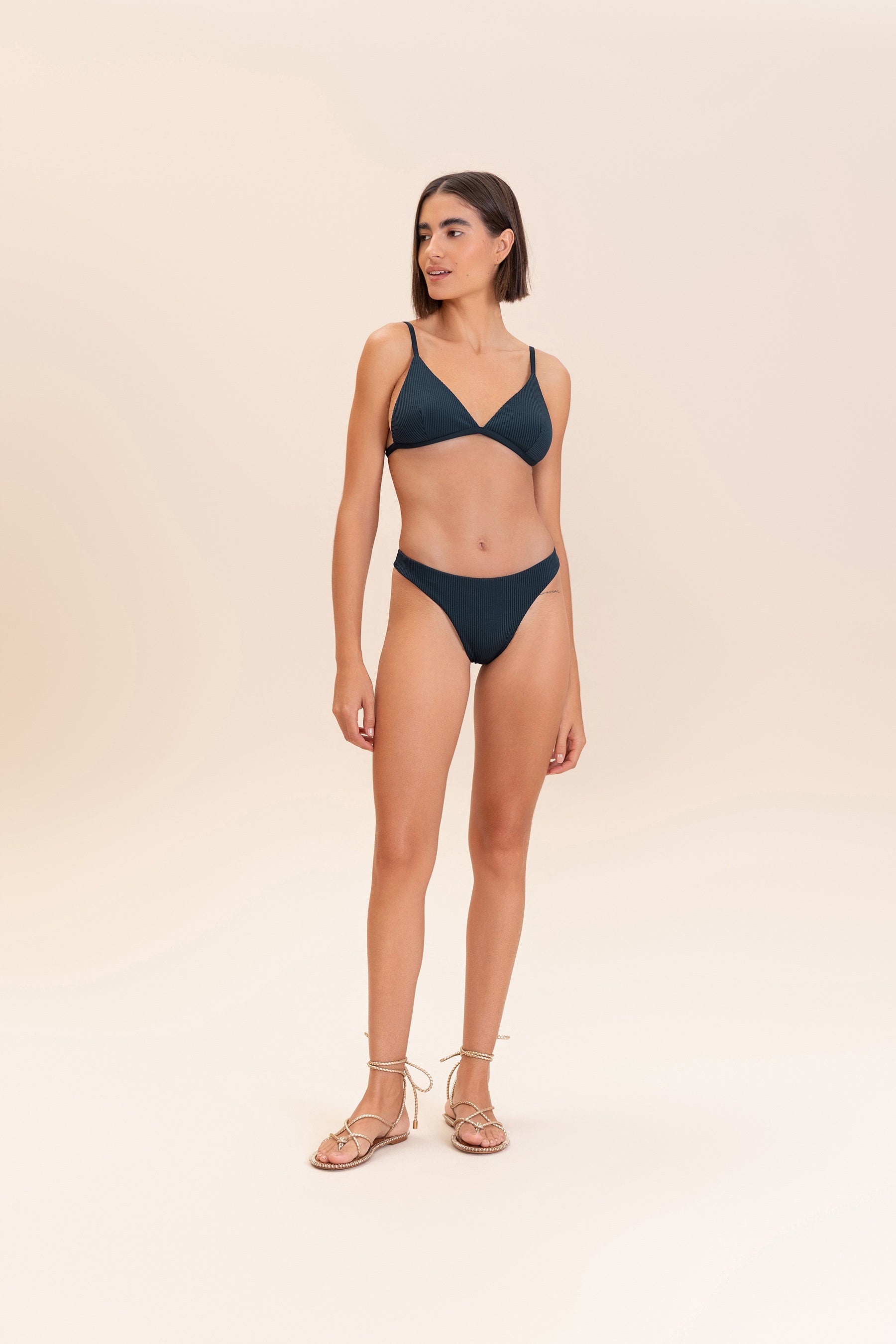 Sexy High Waist Glossy Rib Bikini Bottom - Women's Swimwear for Beach, Pool & Summer Vacations