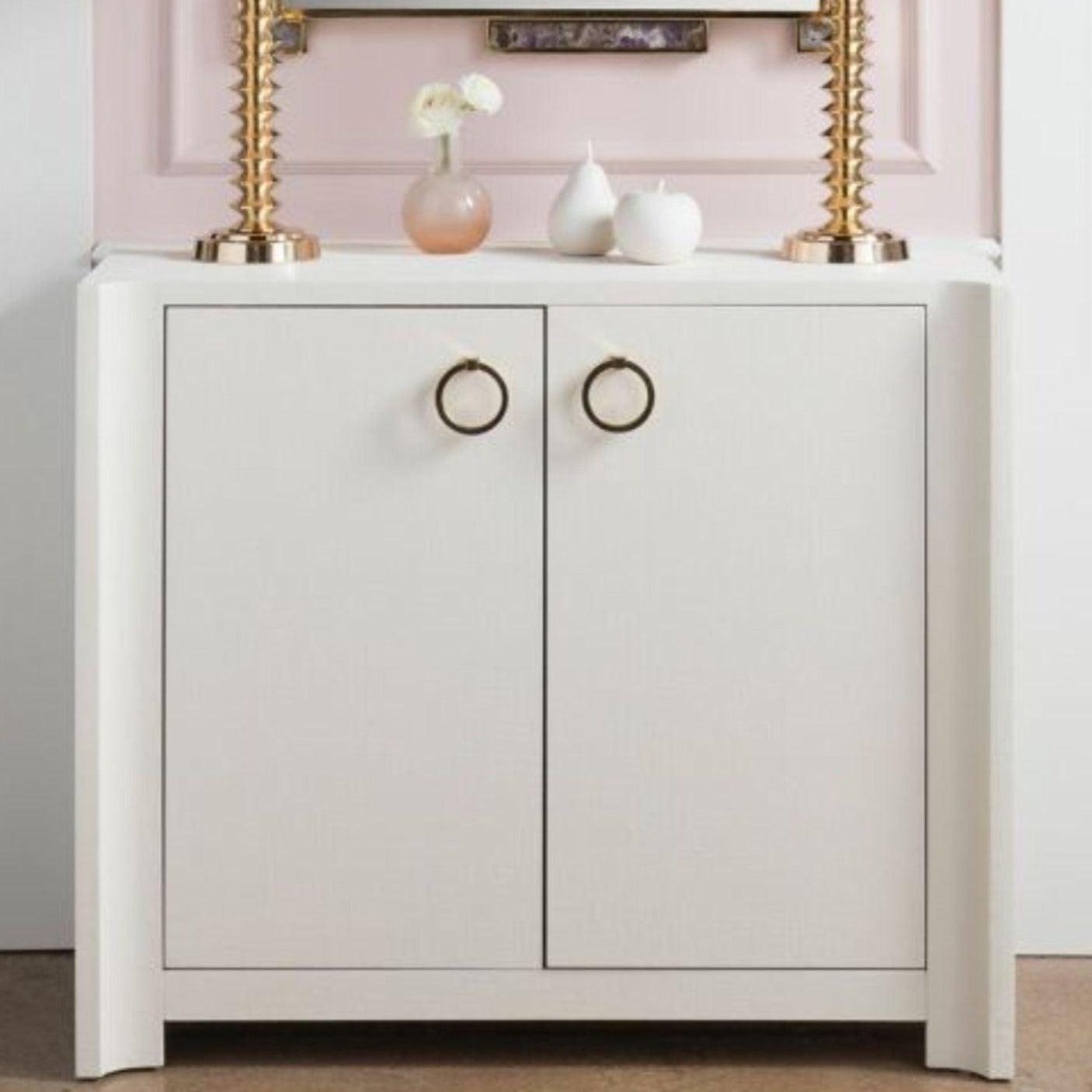 Audrey Cream Cabinet with Custom Pulls - Elegant Storage Solution for Living Room, Bedroom & Home Office