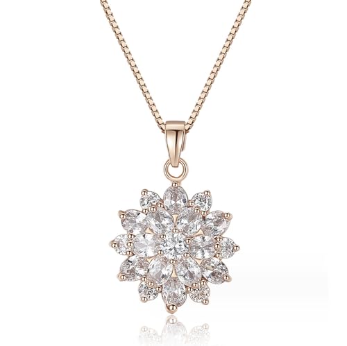 Sun Flower Necklace Rose Gold