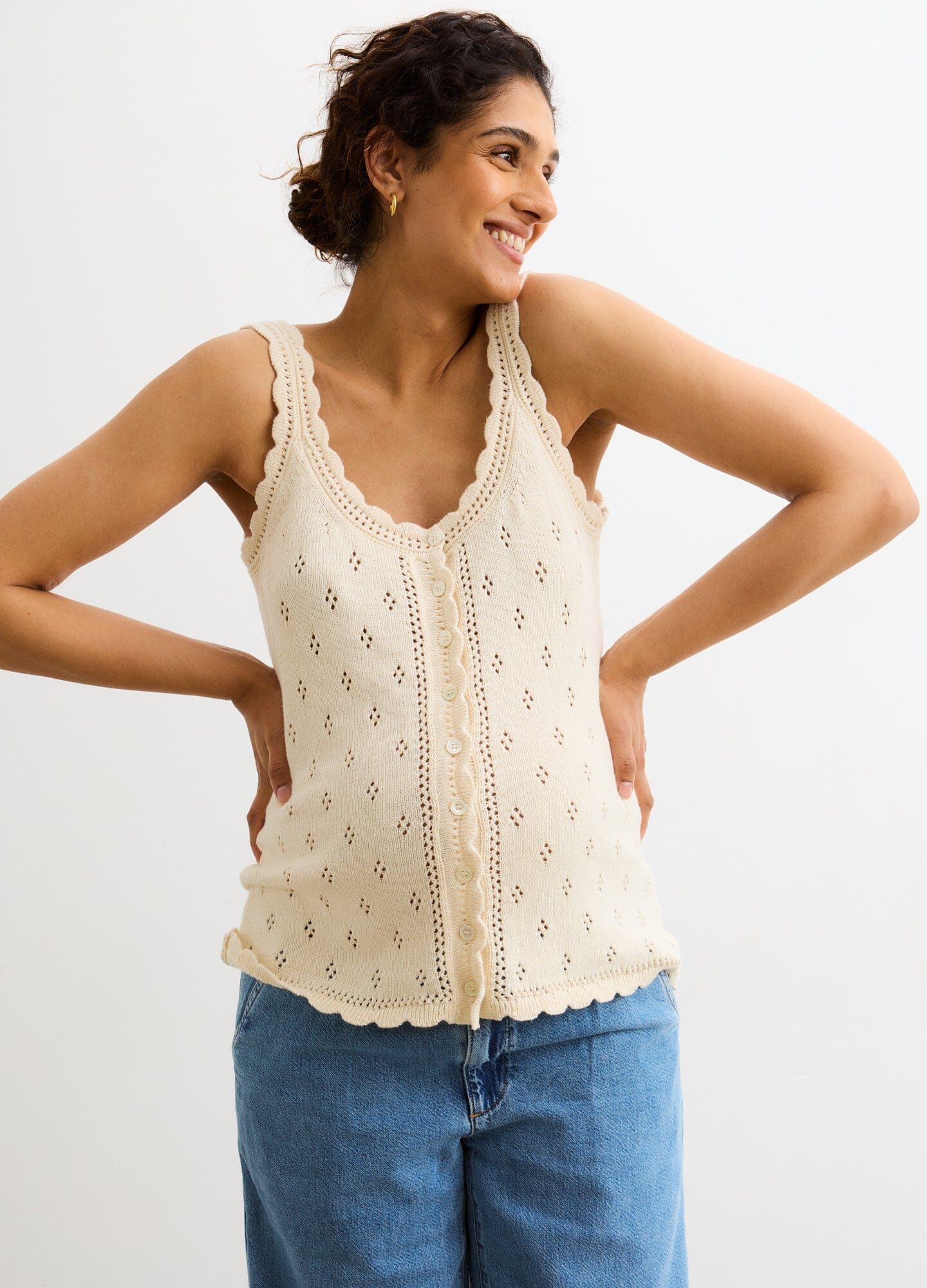 Palmer Pointelle Nursing Tank - Soft Maternity & Nursing Top for Breastfeeding Moms - Comfortable Stretch Cotton Blend for Daywear and Night Nursing