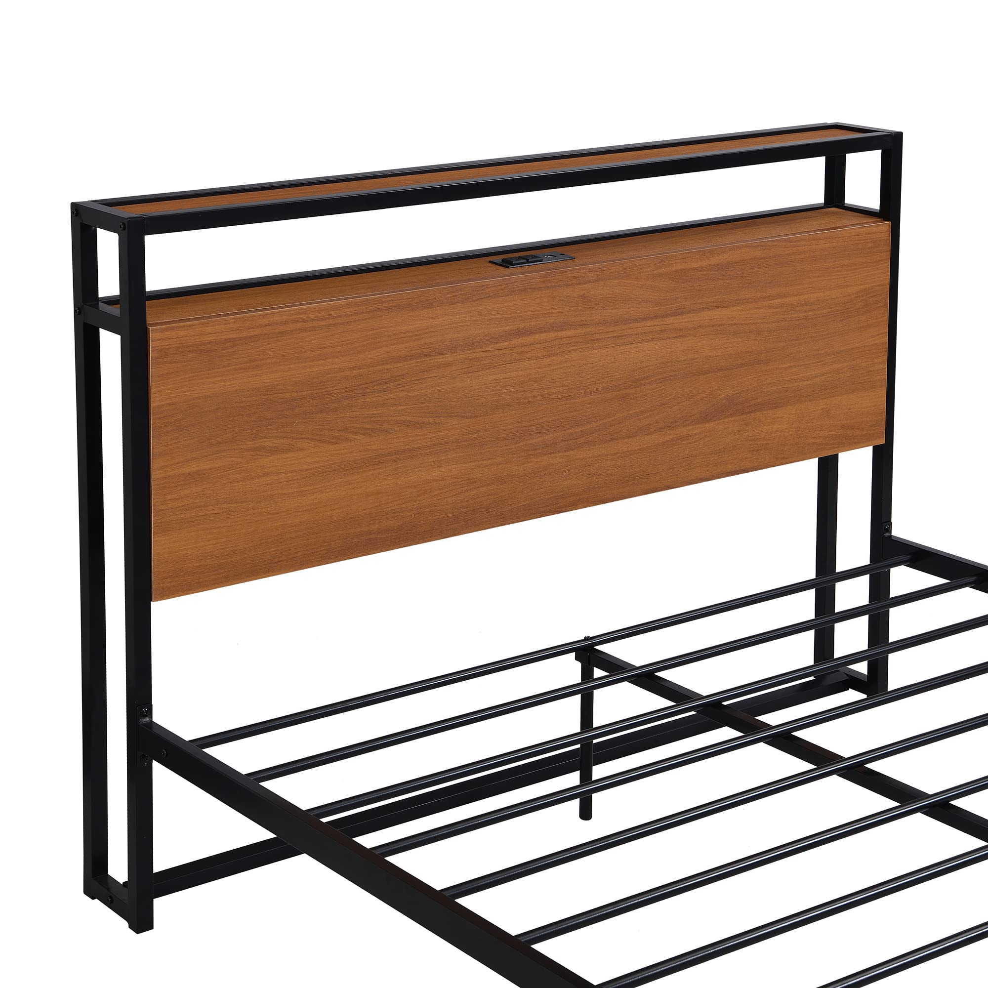 Full Size Platform Bed Frame with USB Ports & Power Outlets - Sturdy Metal Bed Frame with Storage Drawers, Heavy Duty Slat Support & Center Legs - No Box Spring Required (Black, Full) - Perfect for Modern Bedrooms, Guest Rooms & Small Spaces