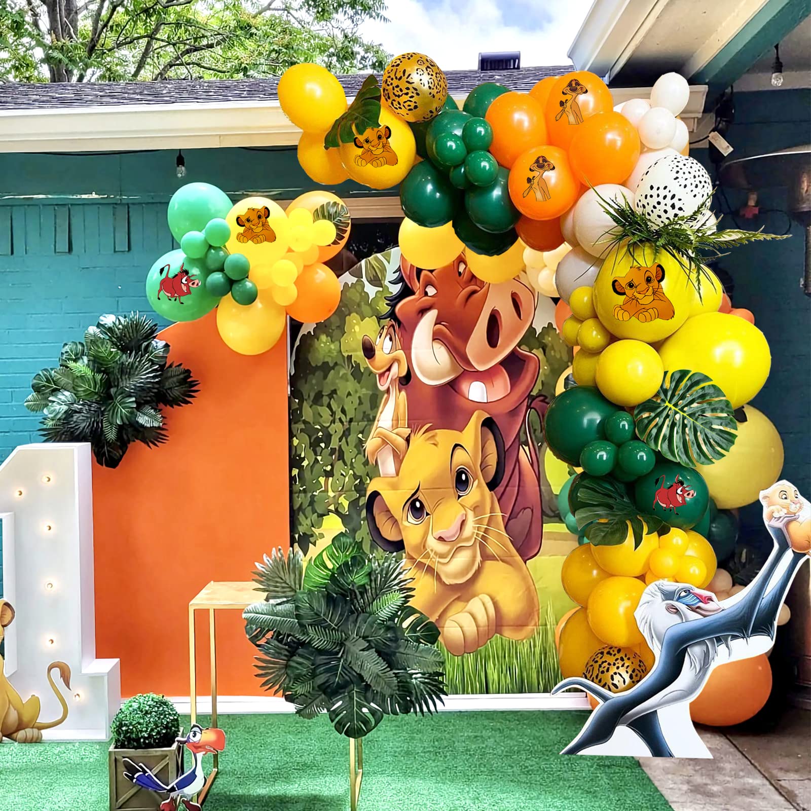 Lion King Birthday Party Decorations - Tropical Balloon Garland Set with Latex Balloons for Kids, Baby Shower & Theme Parties - Perfect for Disney Themed Events, Jungle Safari Decor, and Children's Birthday Celebrations