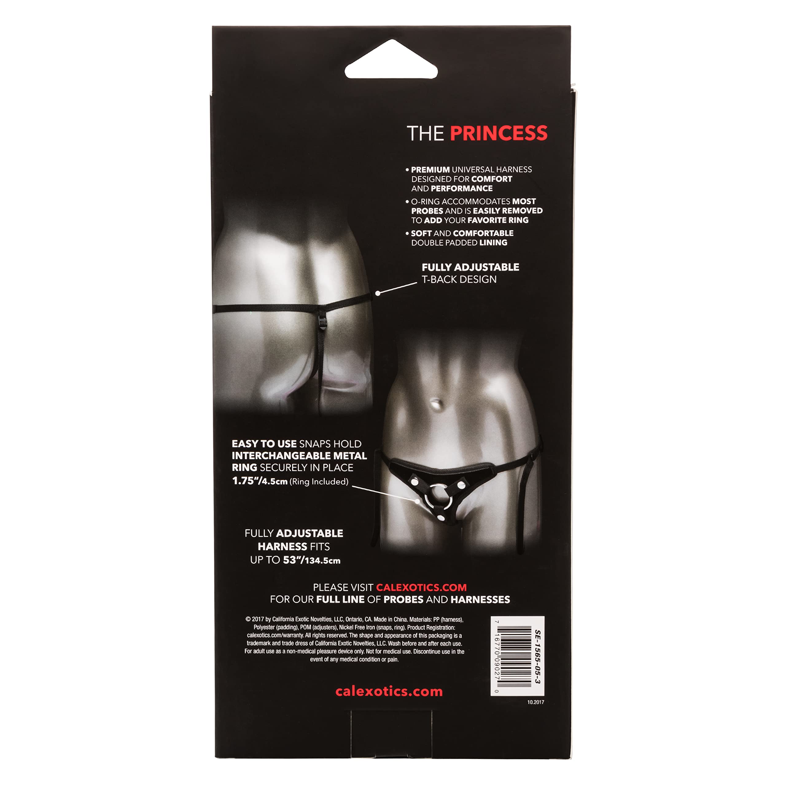 CalExotics Her Royal Harness The Princess - Premium Adjustable BDSM Strap-On Thong Harness for Couples & Women - Black | Perfect for Roleplay, Couples Play & BDSM Exploration
