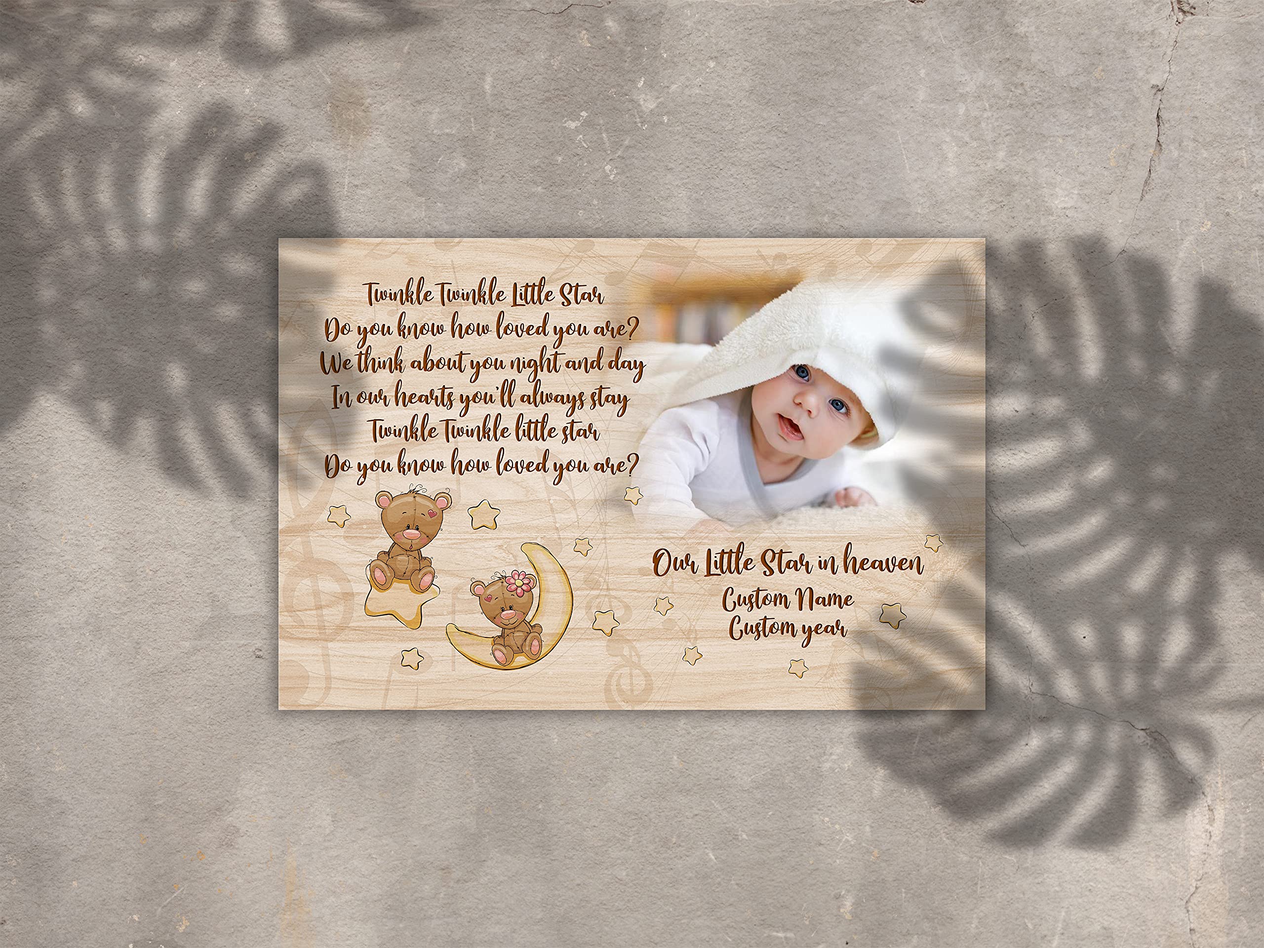 Personalized Baby Memorial Canvas - Twinkle Twinkle Little Star | Sympathy Gift for Infant Loss, Child Loss & Grieving Parents | 16x12 Inch Remembrance Art for Nursery, Memorial Wall or Healing Space