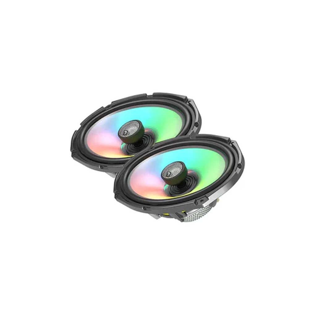 Diamond Audio MSHXM692LK13 Harley Davidson® Cut In Lid Kit with HXM69F2 Speakers (2Ω) for 1998-2013 Models + MICRO2V2 2-Channel Class D Amplifier - Perfect for Motorcycle Audio Upgrades and Enhanced Riding Experience