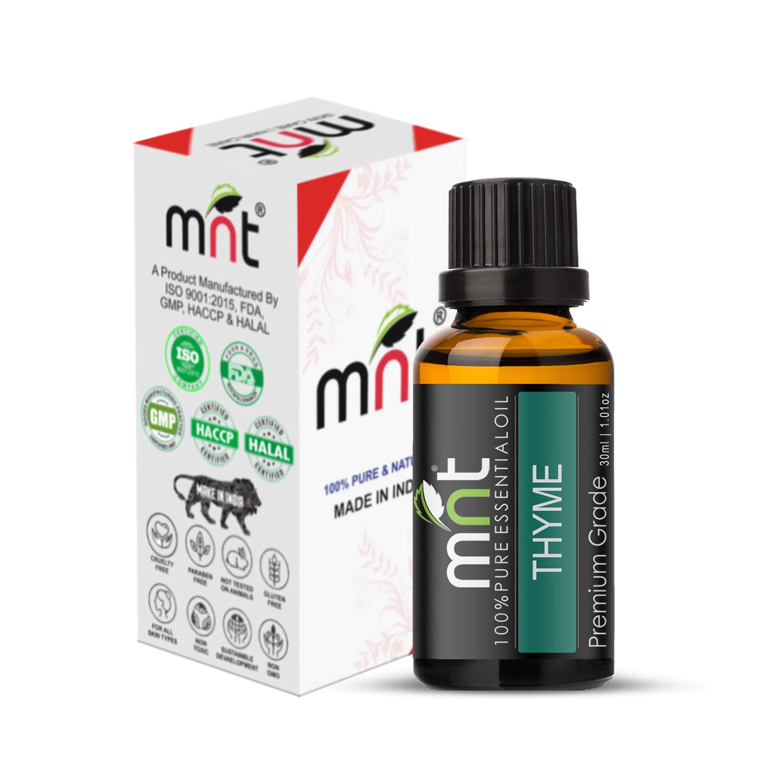 100% Pure Natural Thyme Essential Oil - Therapeutic Grade for Aromatherapy, Skin Care & Hair Growth (30ml) | Relaxation, Diffuser, Massage & DIY Beauty Recipes