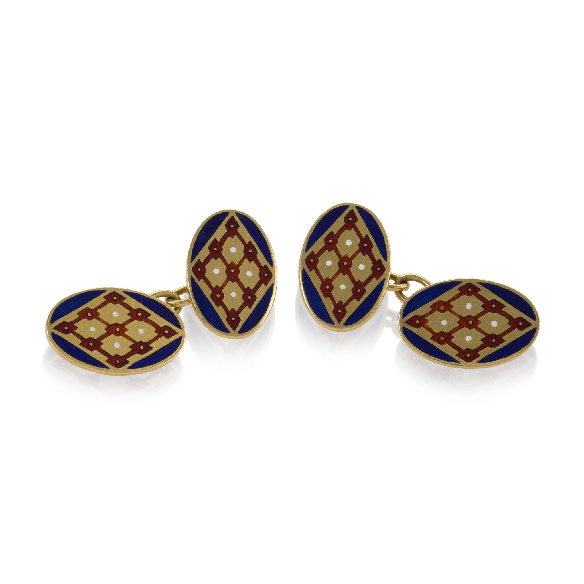 Elegant Gold & Enamel Oval Cufflinks for Men - Luxury Wedding, Formal & Business Attire Accessories - Perfect for Grooms, Prom & Special Occasions