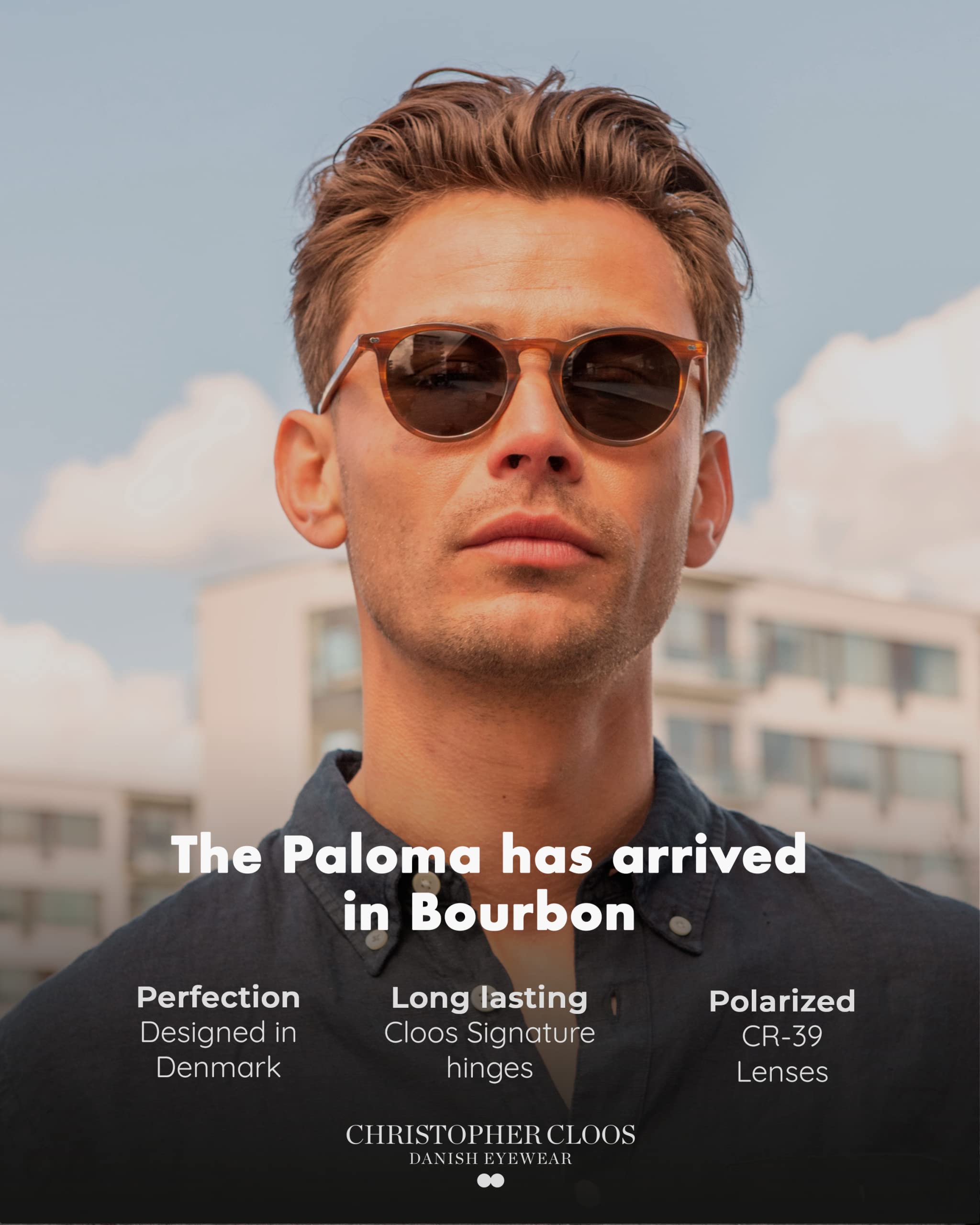 Christopher Cloos Paloma Bourbon Round Polarized Sunglasses for Men & Women - UV Protection Unisex Aviator Sunglasses with Case - Perfect for Driving, Beach & Outdoor Activities
